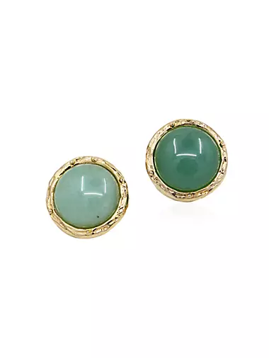 Cindy 18K-Gold-Plated & Green Aventurine Stud Earrings