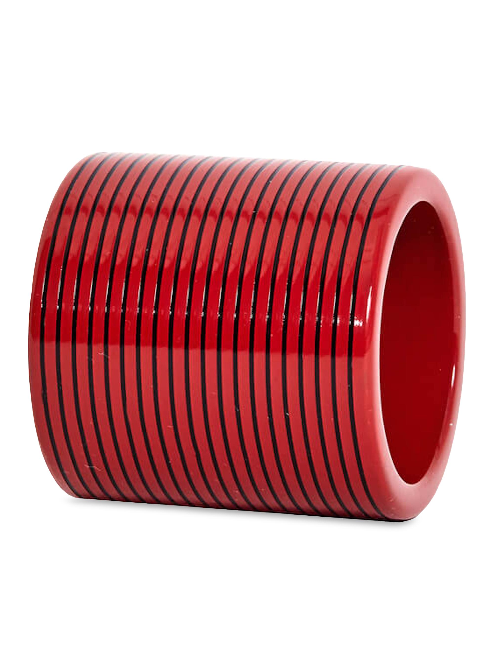 Von Gern Home Lacquer Stripe Napkin Ring, Set of 4 - Red