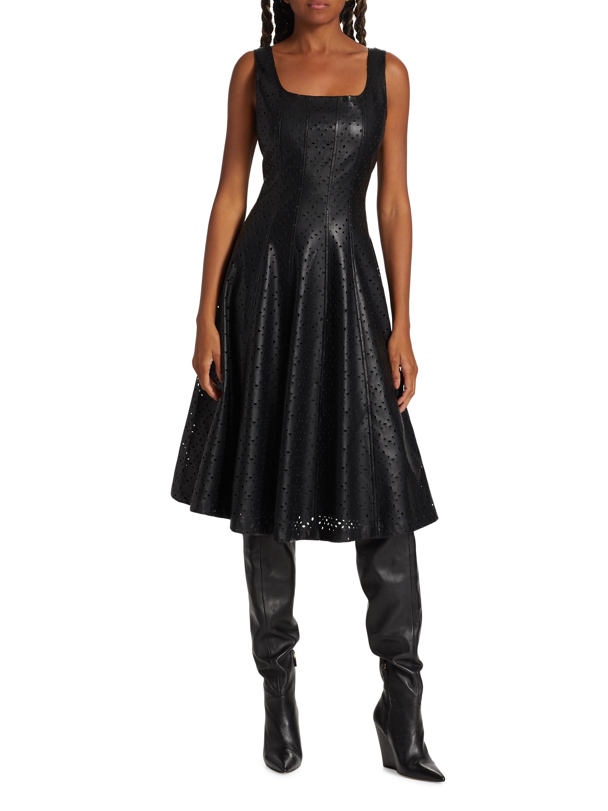 fit and flare faux leather dress faux leather strapless fit & flare pleated dress Black / SMALL main image 1