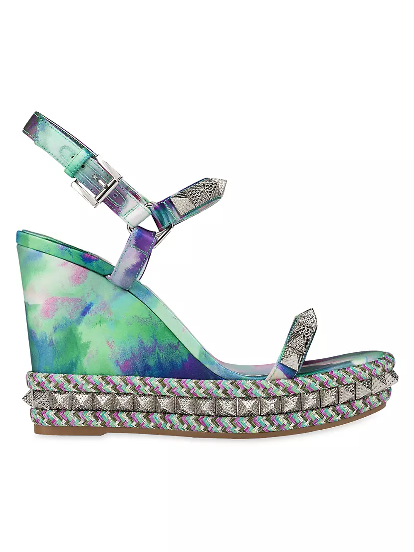 Christian Louboutin Pyraclou 60 Studded Leather Wedge Sandals