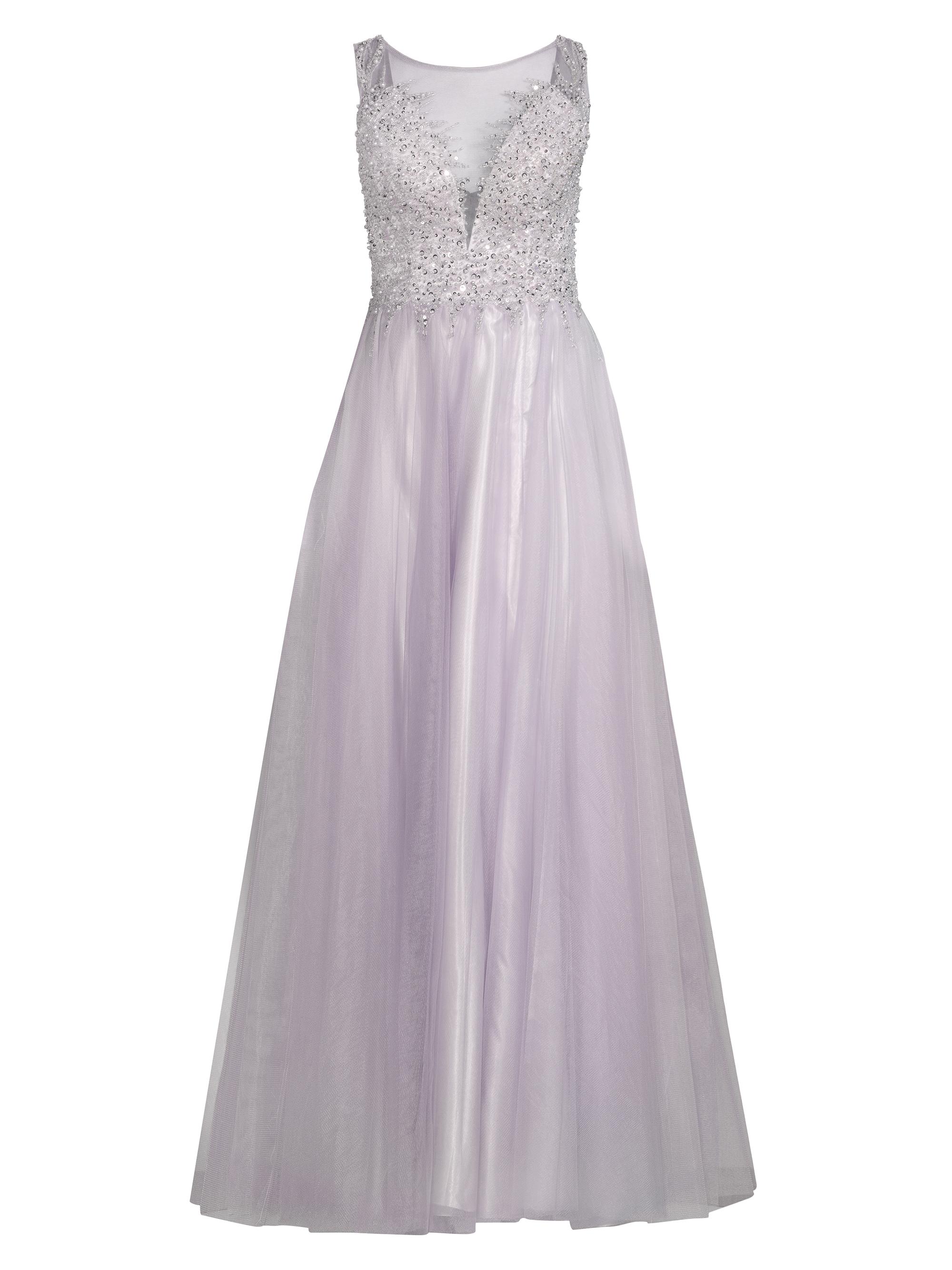 Basix Women's Embellished Illusion Gown - Silver