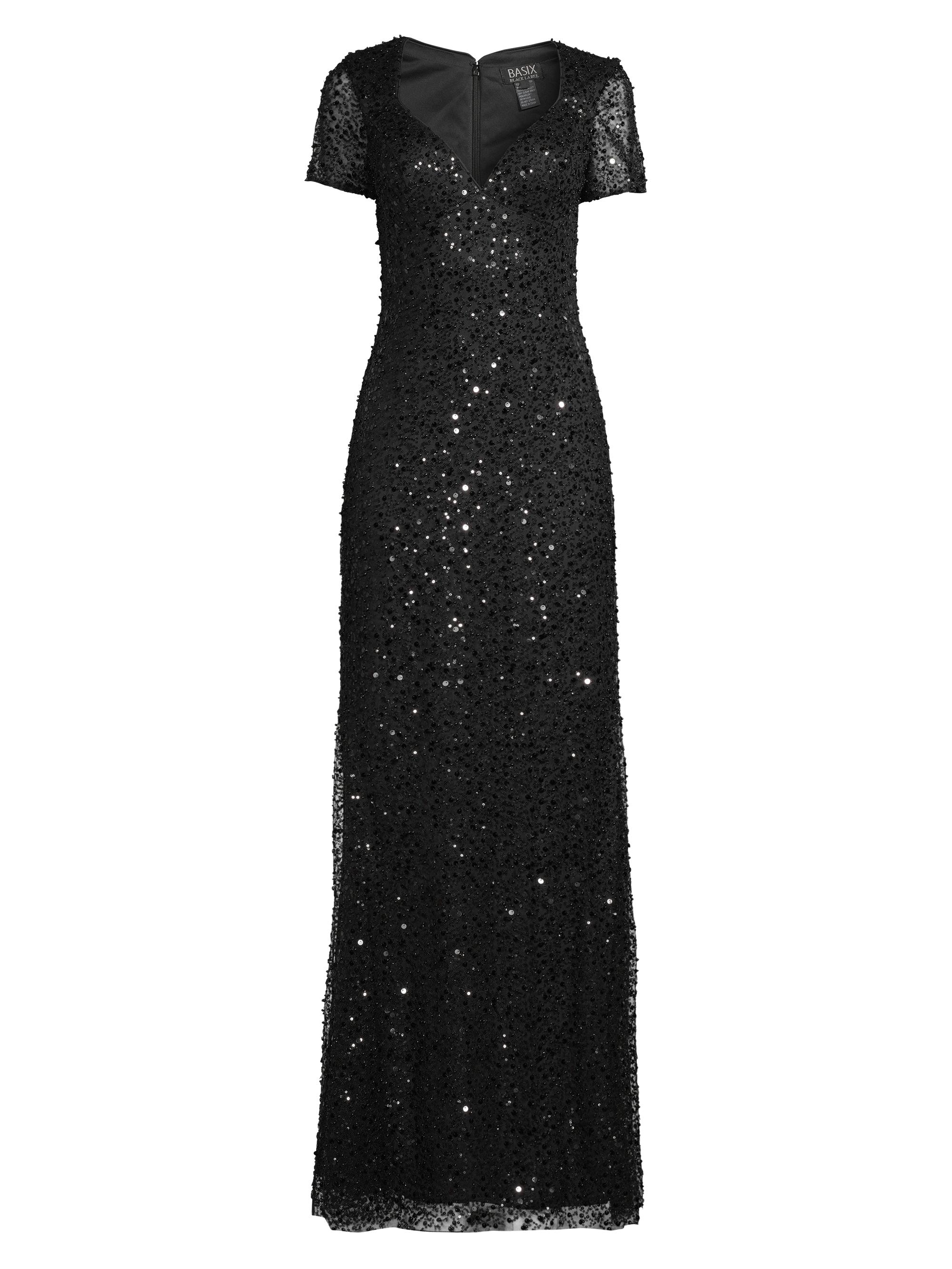 Basix Women's Beaded & Sequined Gown - Black