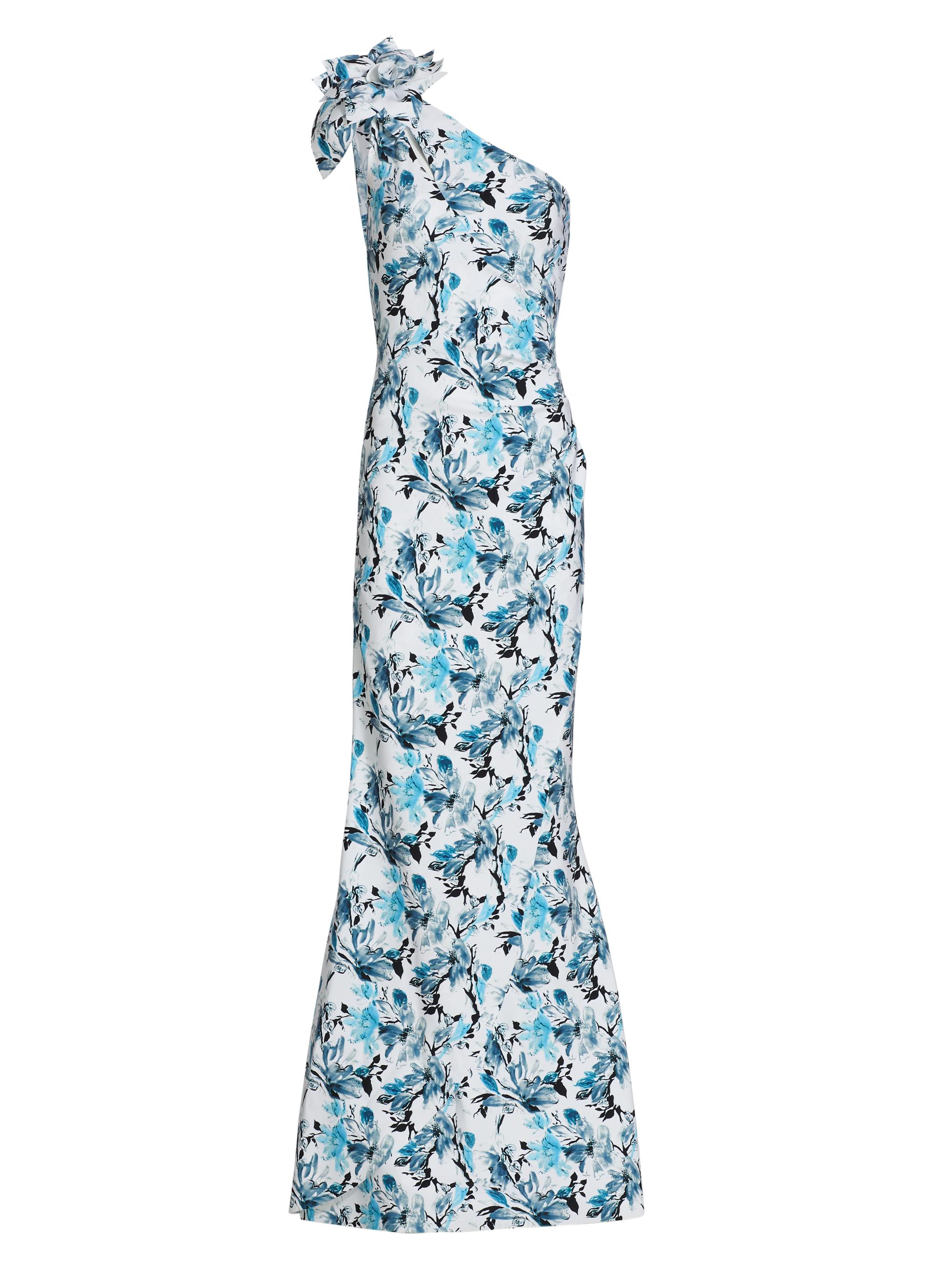 Chiara Boni La Petite Robe Women's Gosia Asymmetric Floral Jersey Gown - Pantelleria Blue