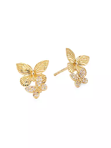 14K Yellow Gold & 0.18 TCW Diamond Earrings