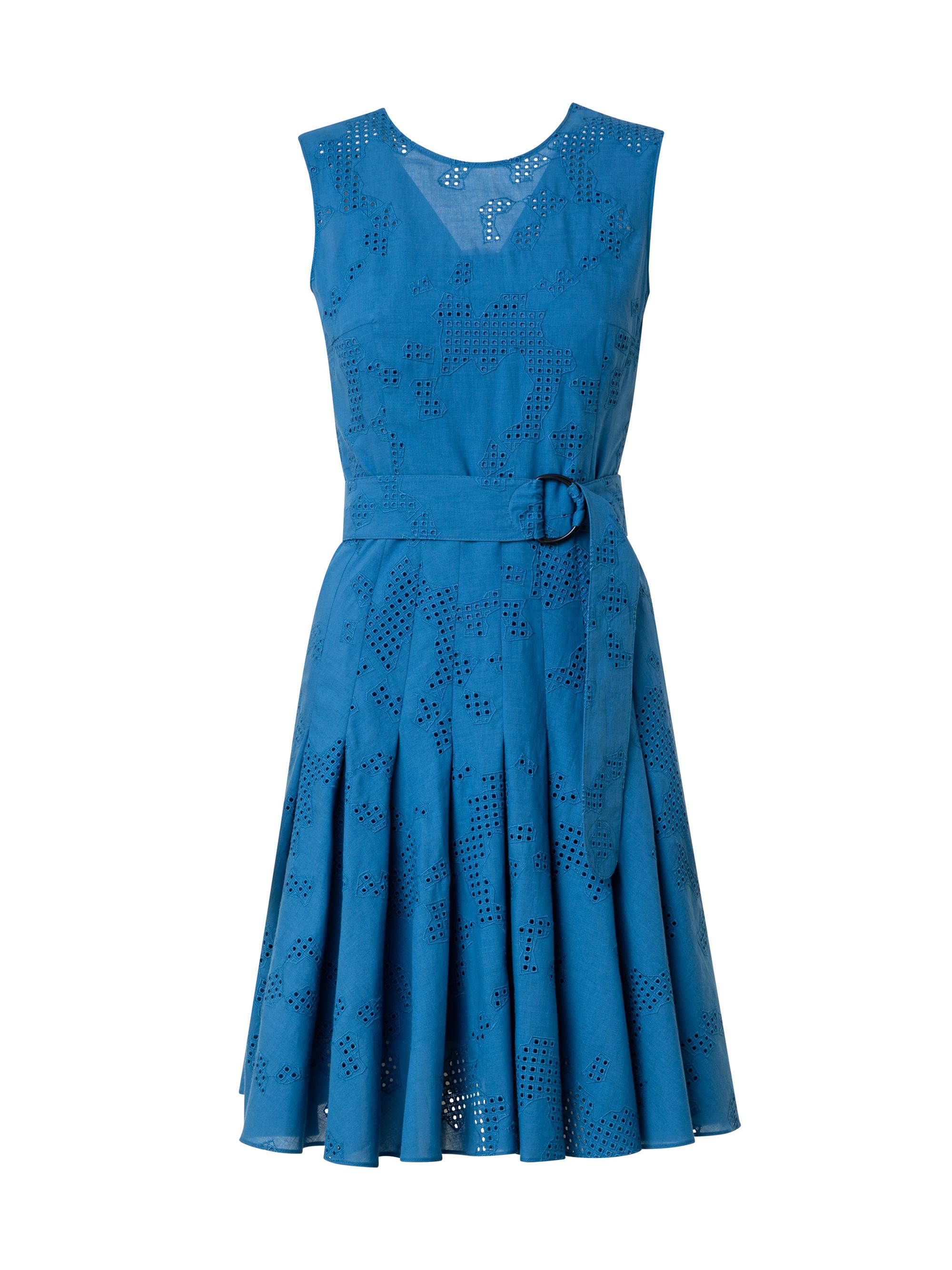 Akris punto Women's Pleated Eyelet Midi Dress - Blue Denim