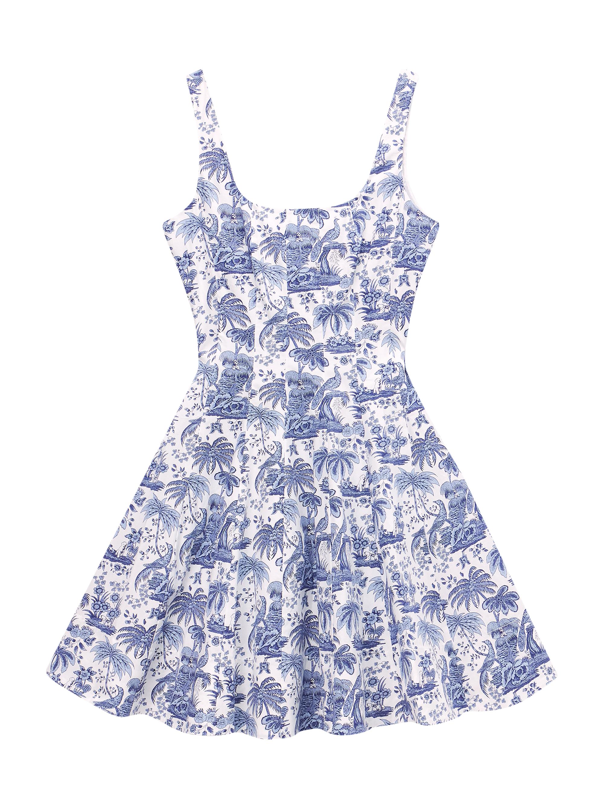 Staud Women's Wells Toile Cotton Poplin Minidress - Blue Toile
