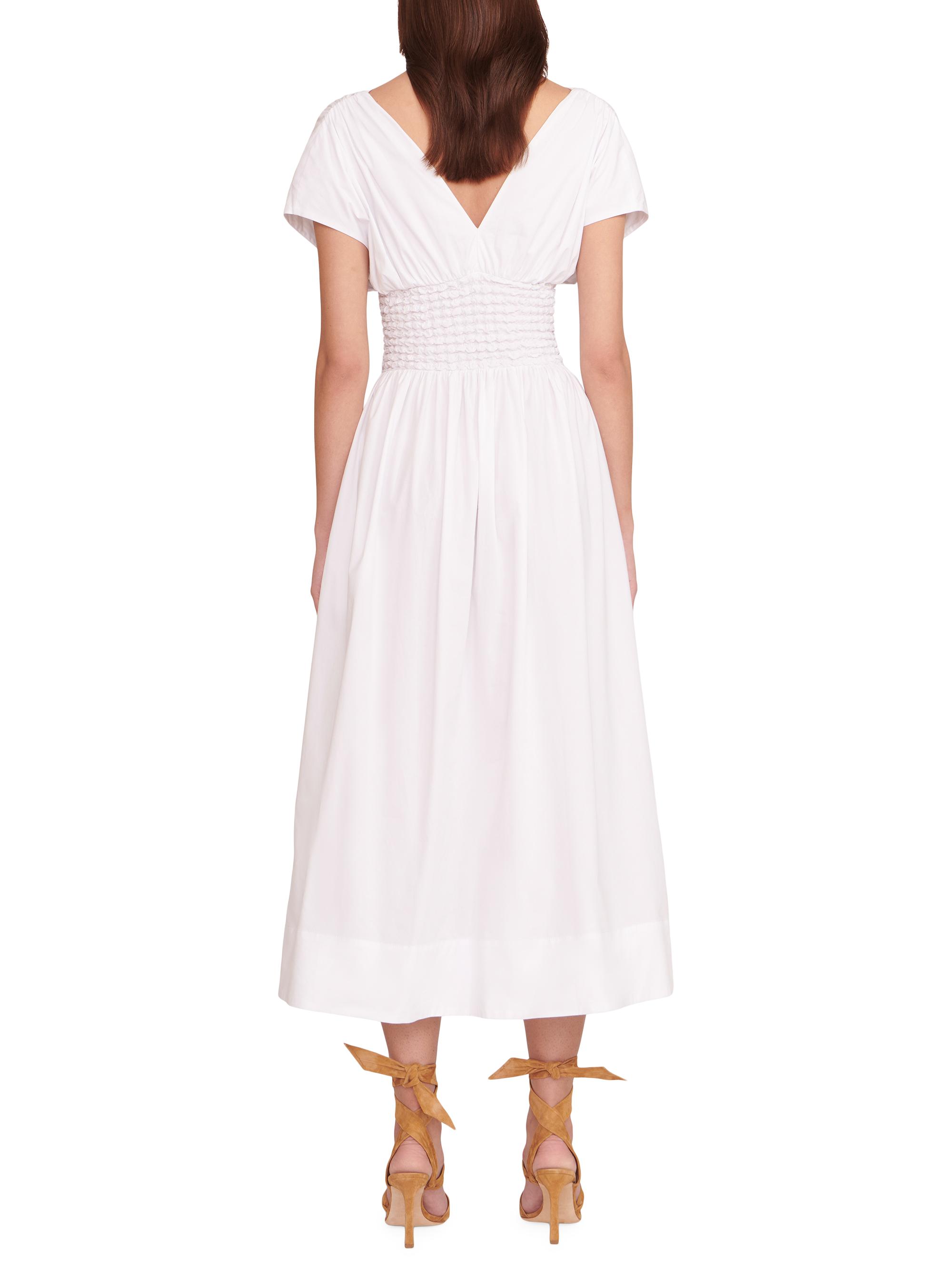 staud jackson midi dress STAUD | Dresses | Nwt Staud Jackson Vneck Midi Dress Navy Cotton Poplin W  Smocked Waist Size S