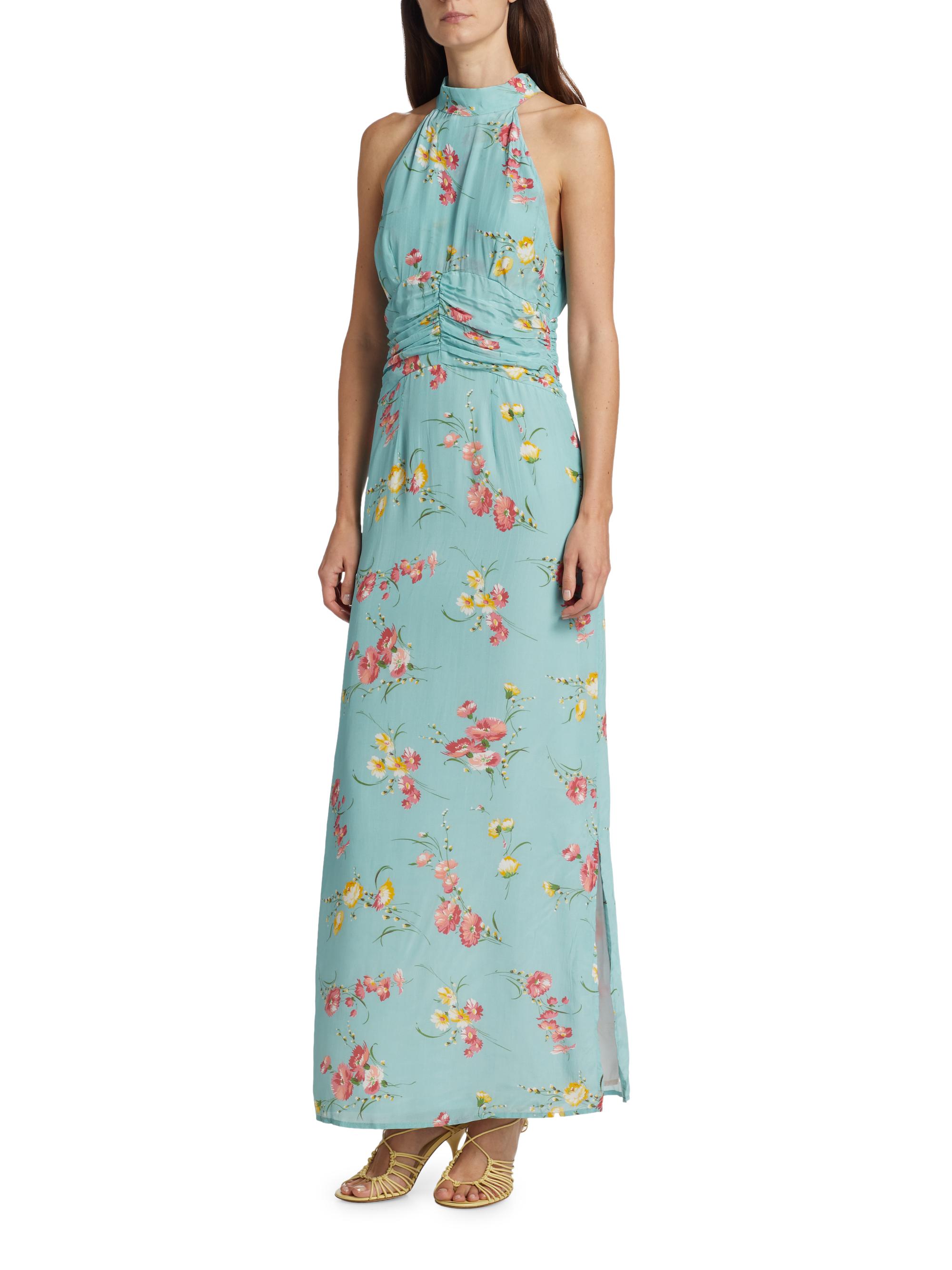 slim fit dress slacks Deep V-Neck Halter Lace Spliced Floral Dress, YellowRose / Xs main image 1