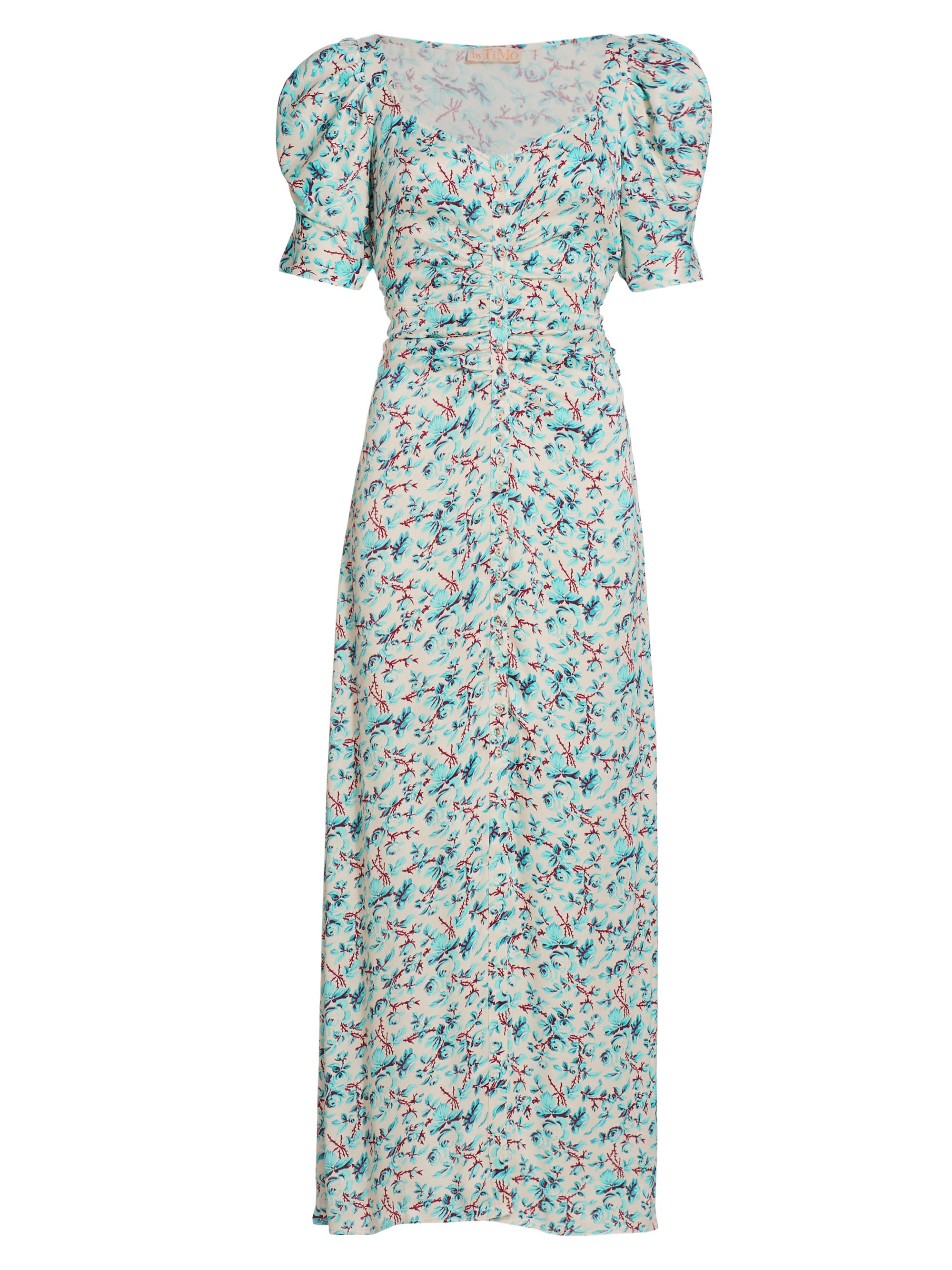 byTiMo Women's Rose-Printed Ruched Maxi Dress - Blue Rose