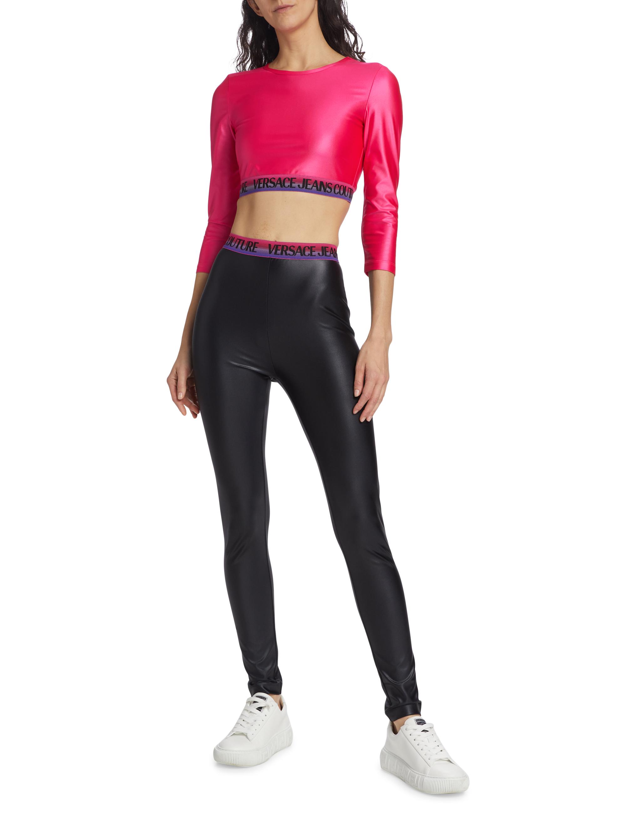 versace jeans couture garland logo waist leggings