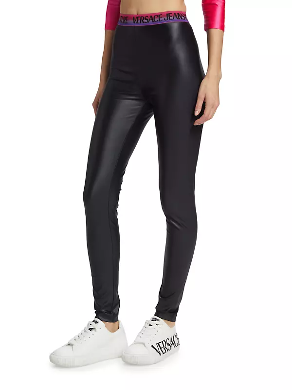 Versace Jeans Couture SHINY - Leggings - Trousers - black 