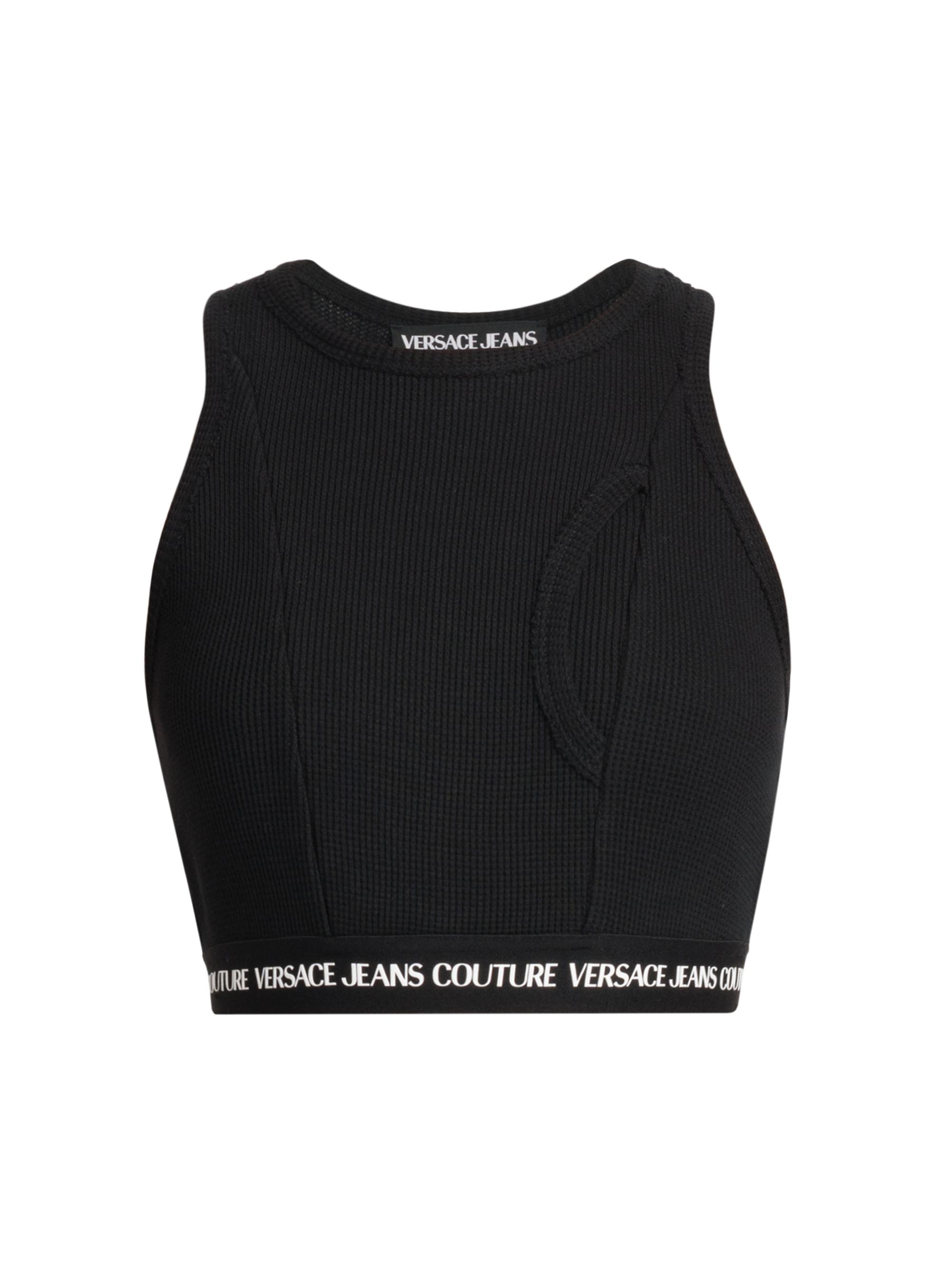 versace jeans couture logo band crop top