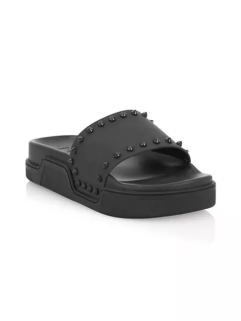 Christian Louboutin Daddy Pool Black Spikes Slides New