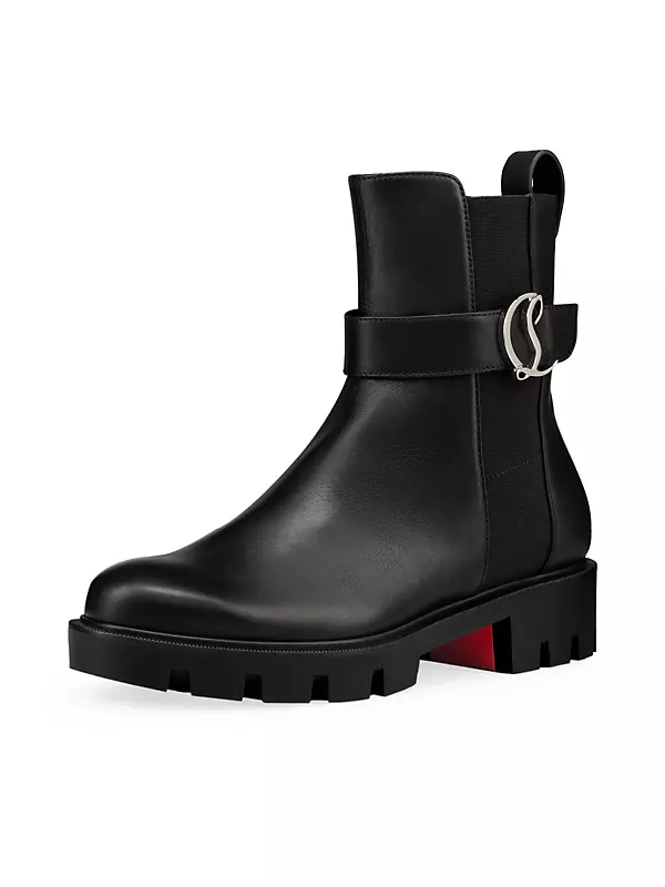 Shop Christian Louboutin CL Chelsea Leather Lug-Sole Boots | Saks