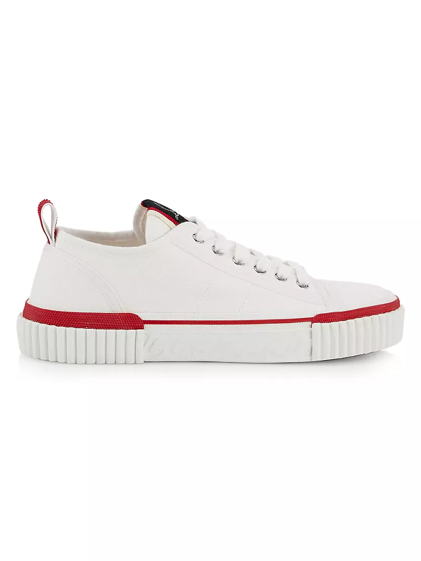 Christian Louboutin Men's Pedro Red Sole Canvas High-Top Sneakers