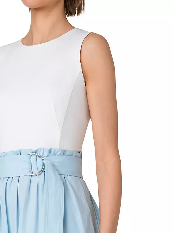 Akris Punto - White & Multicolor Sleeveless Pixel Print Dress