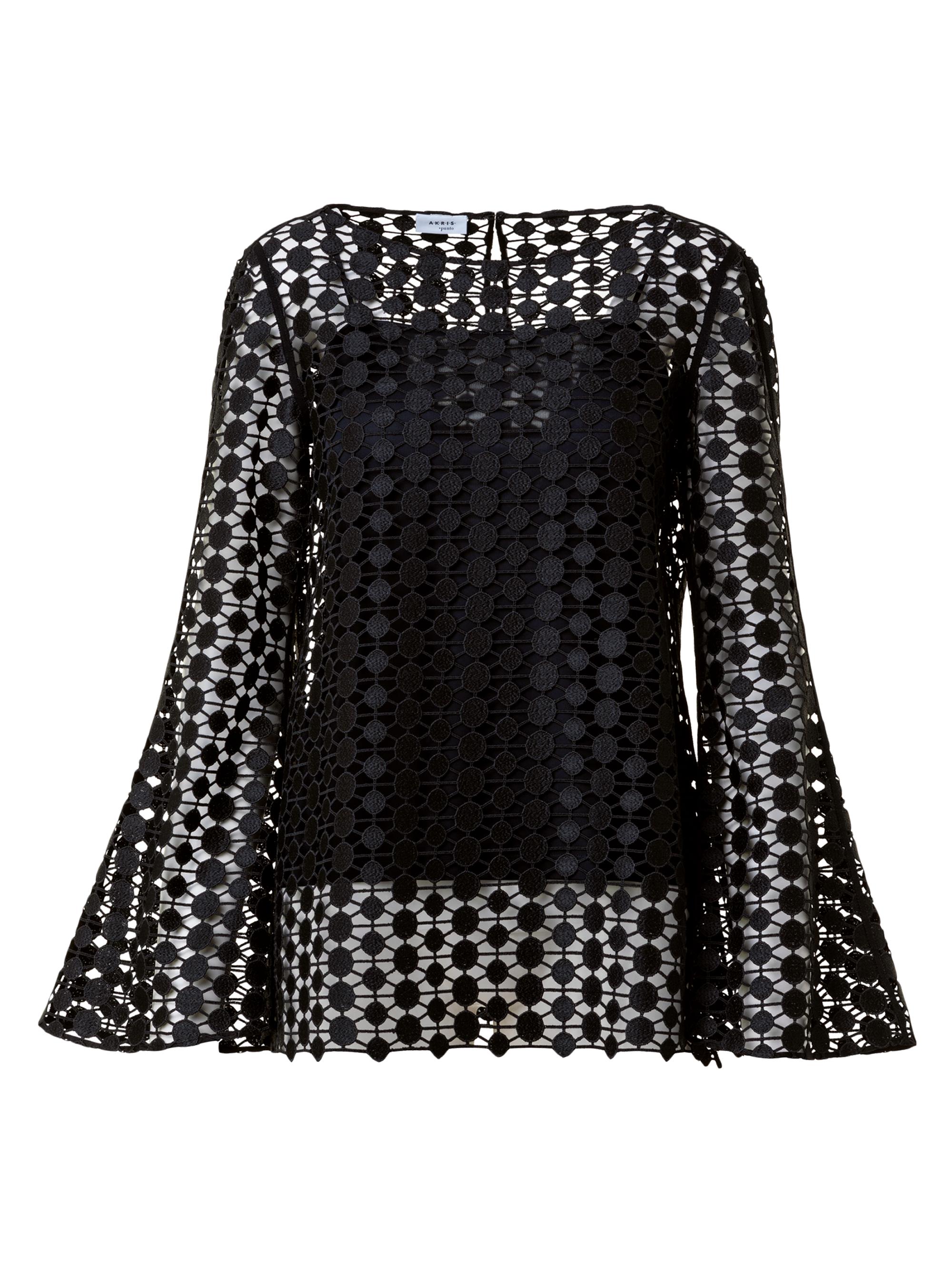 Akris punto Women's Dot Guipere Bell-Sleeve Blouse - Black