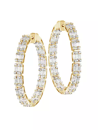 Limited Edition 18K Yellow Gold & 5.00 TCW Diamond Inside-Out Hoop Earrings