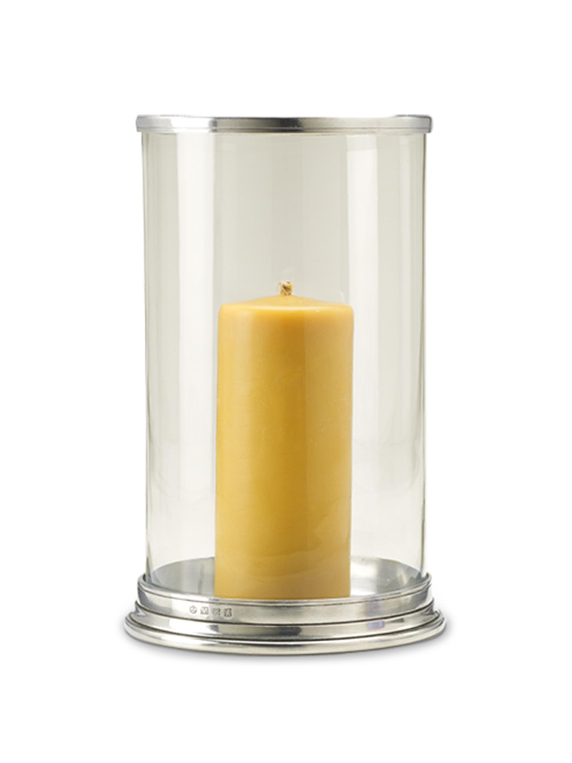 Match Glass & Pewter Cylinder Hurricane