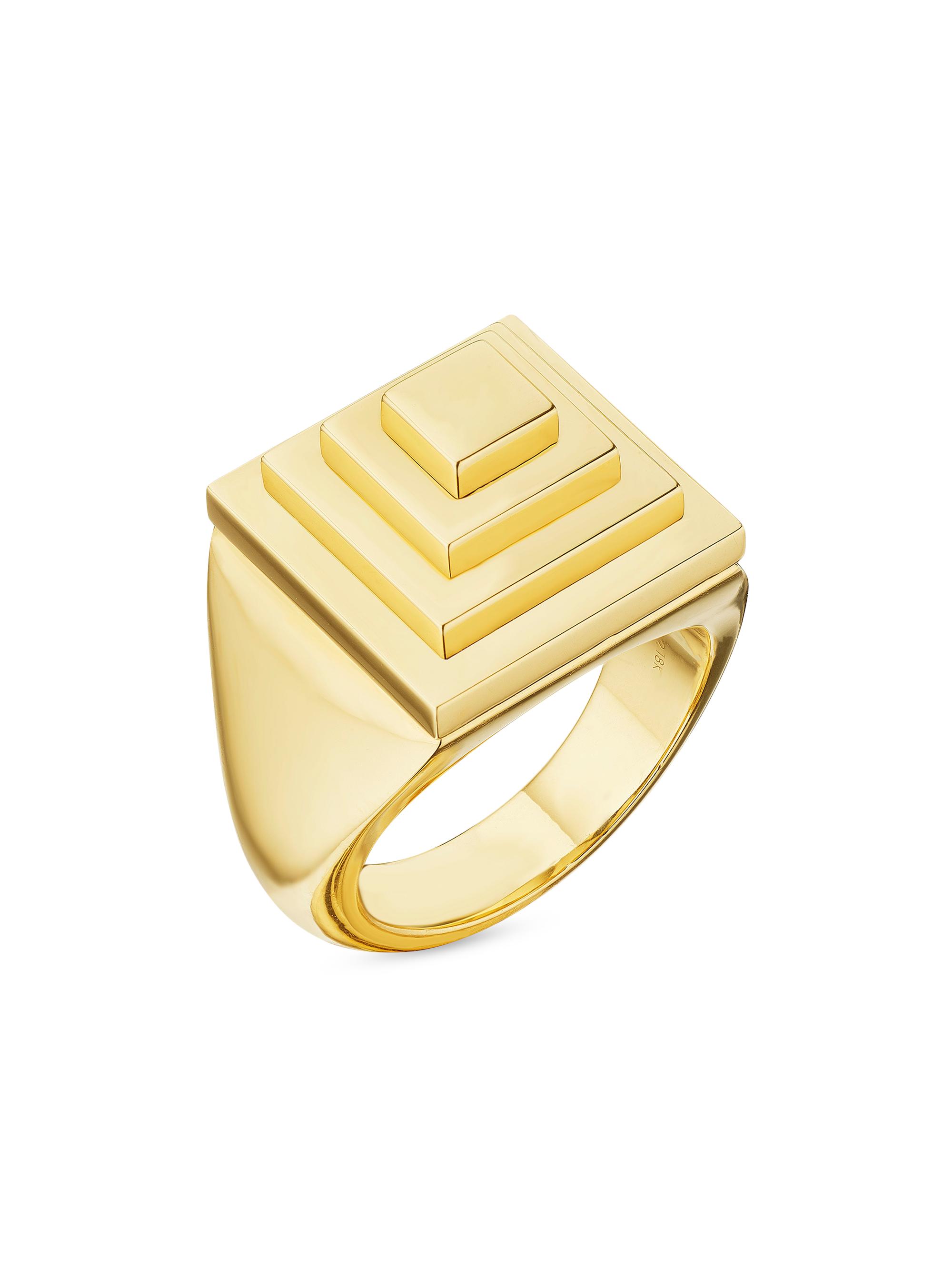 Cadar Women's Foundation 18K Yellow Gold Pyramid Signet Pinky Ring - Gold 7