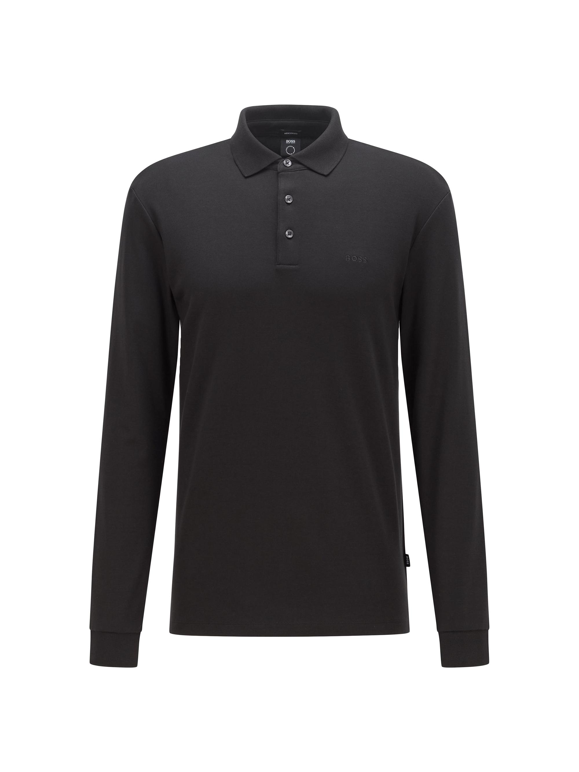 BOSS Men's Interlock-Cotton Polo Shirt with Embroidered Logo - Black