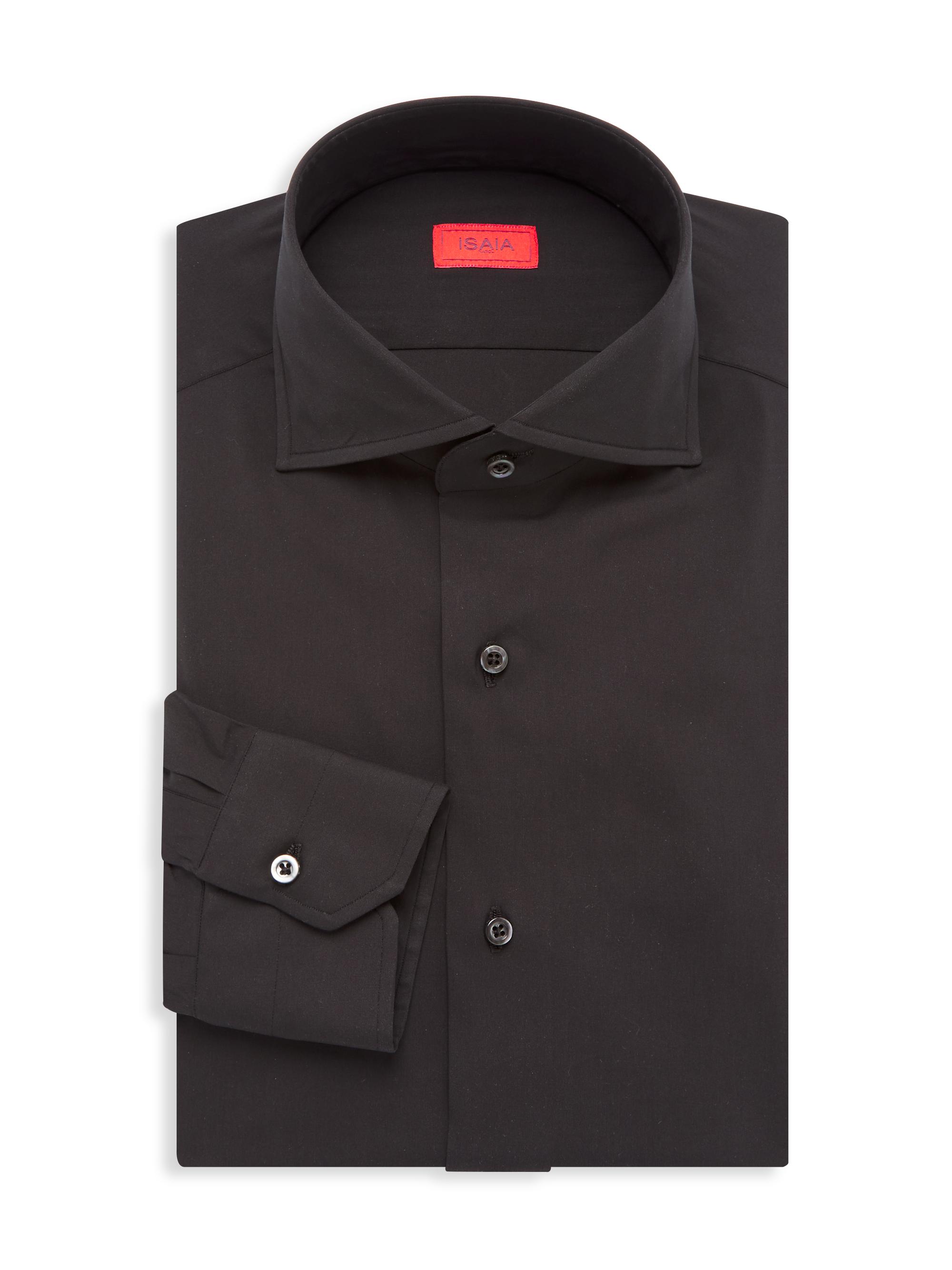 Isaia Men's Cotton-Blend Dress Shirt - Black