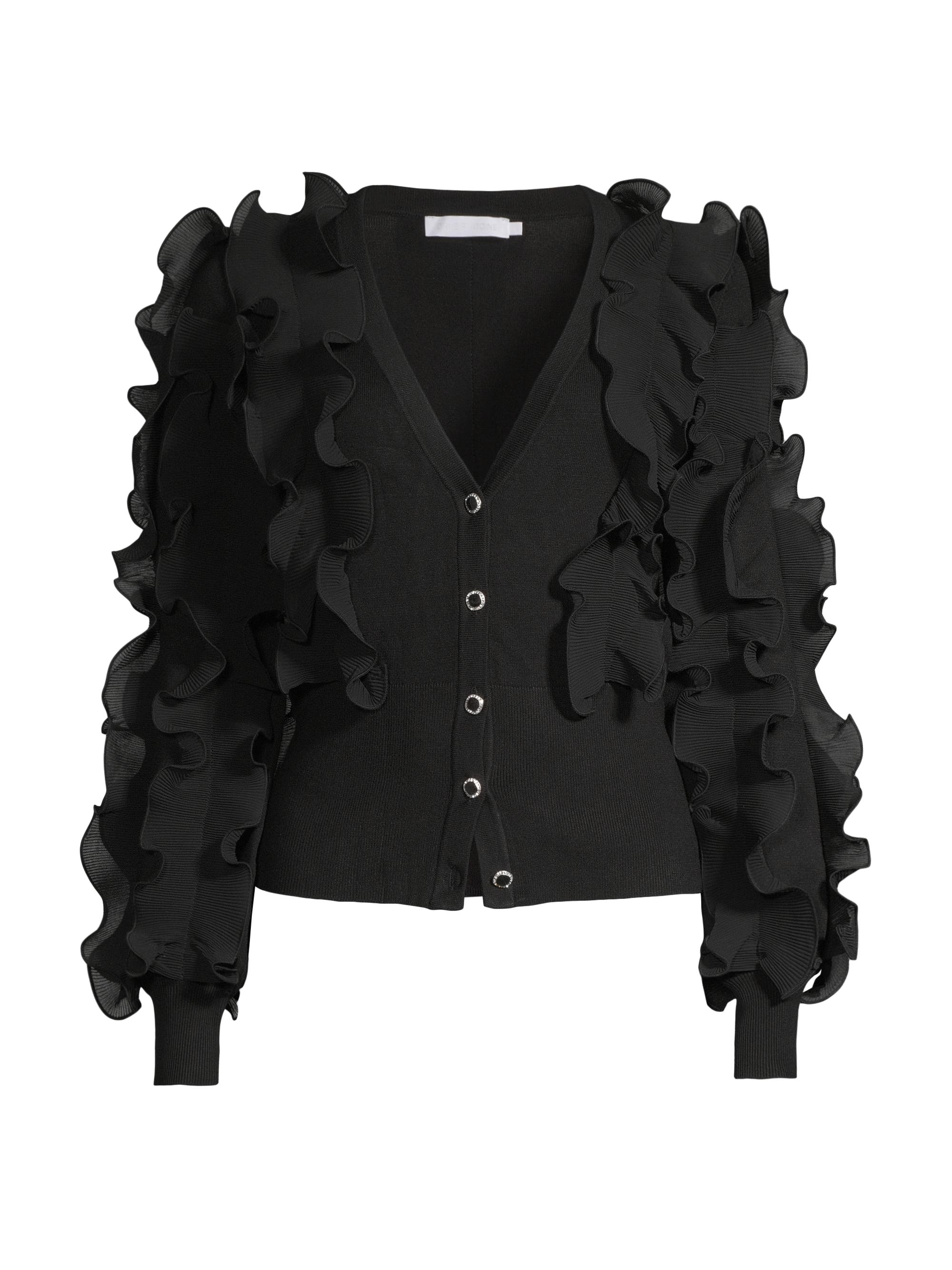 Anne Fontaine Women's Ciline Ruffled Cardigan - Black