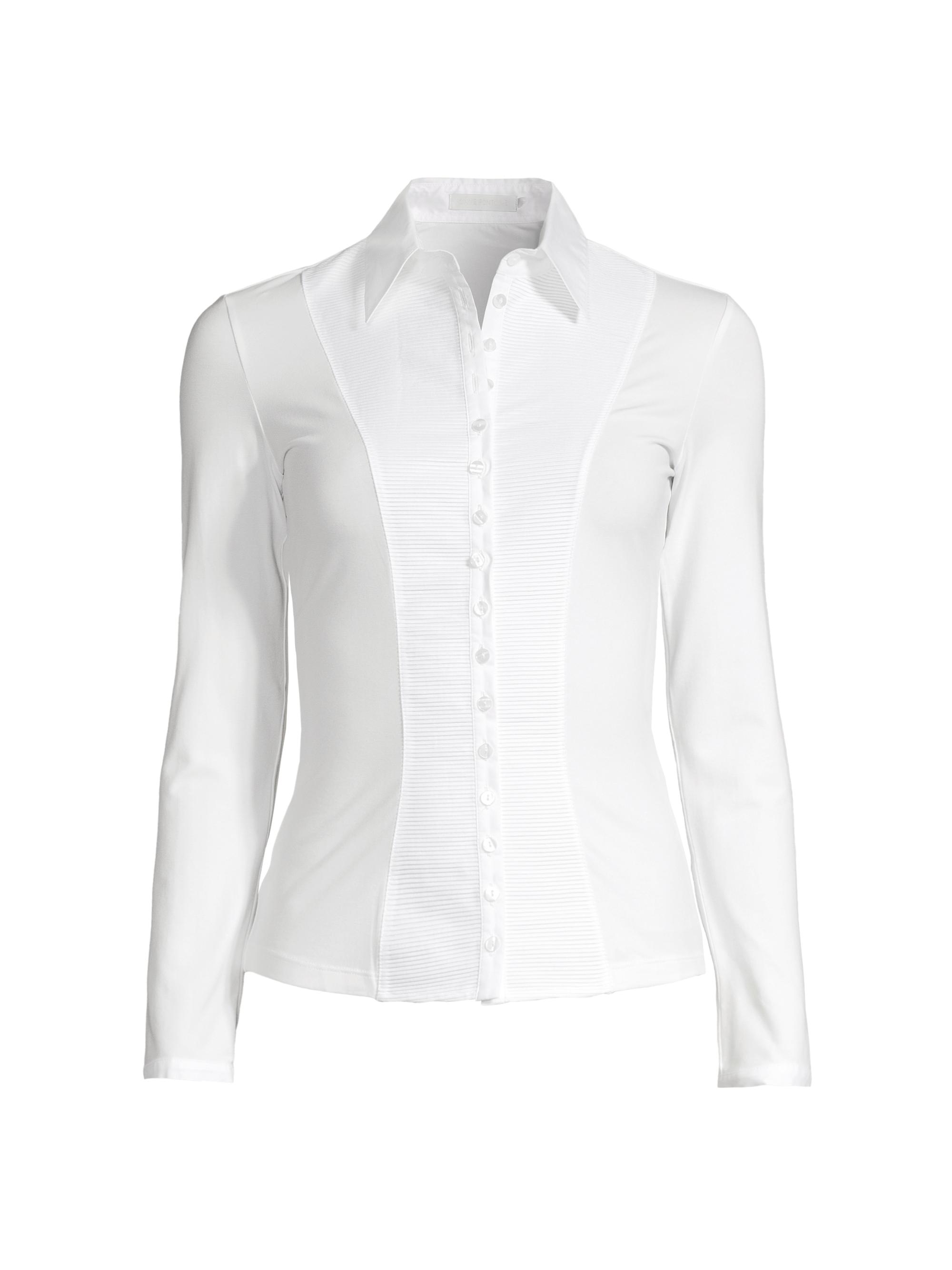 Anne Fontaine Women's Clodie Pleated Jersey Blouse - White