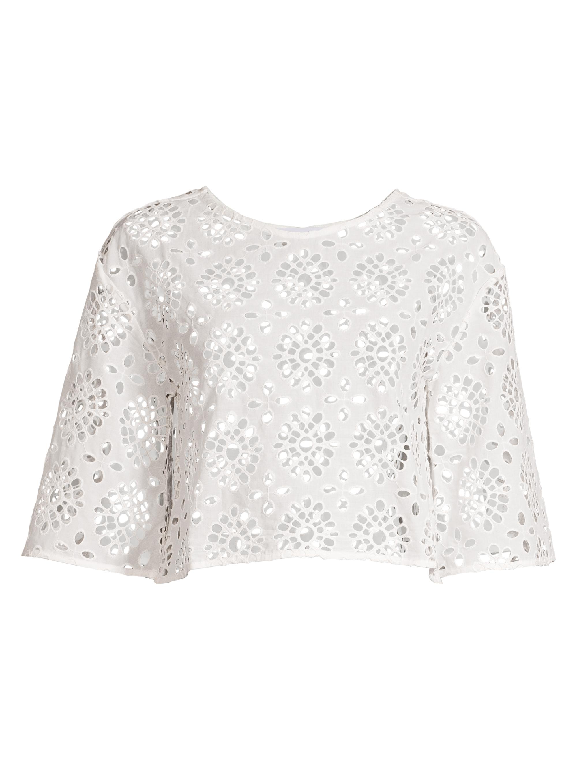 Anne Fontaine Women's Calys Eyelet Cropped Blouse - White