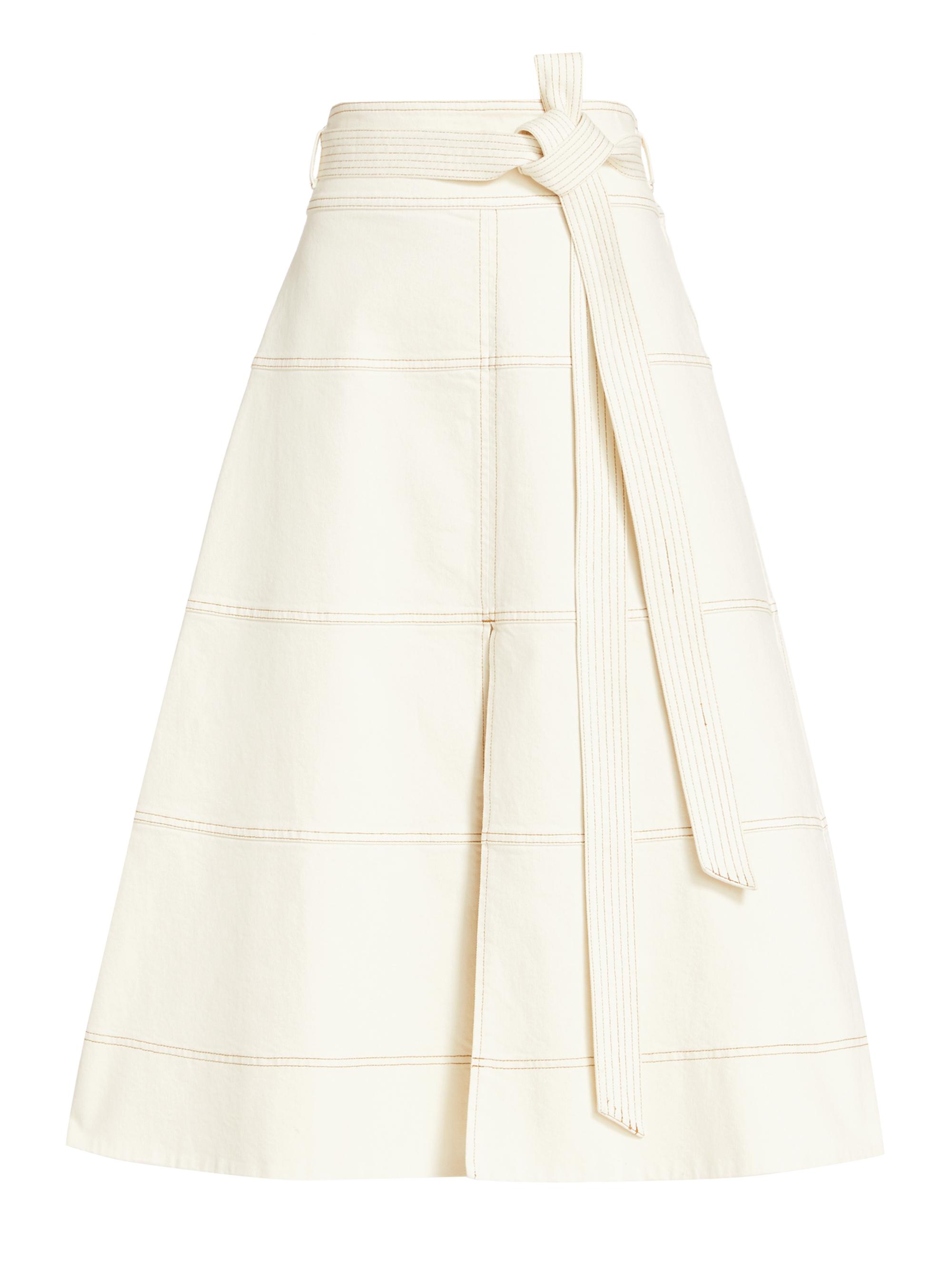 Tanya Taylor Women's Hudson Belted Midi Skirt - Chalk