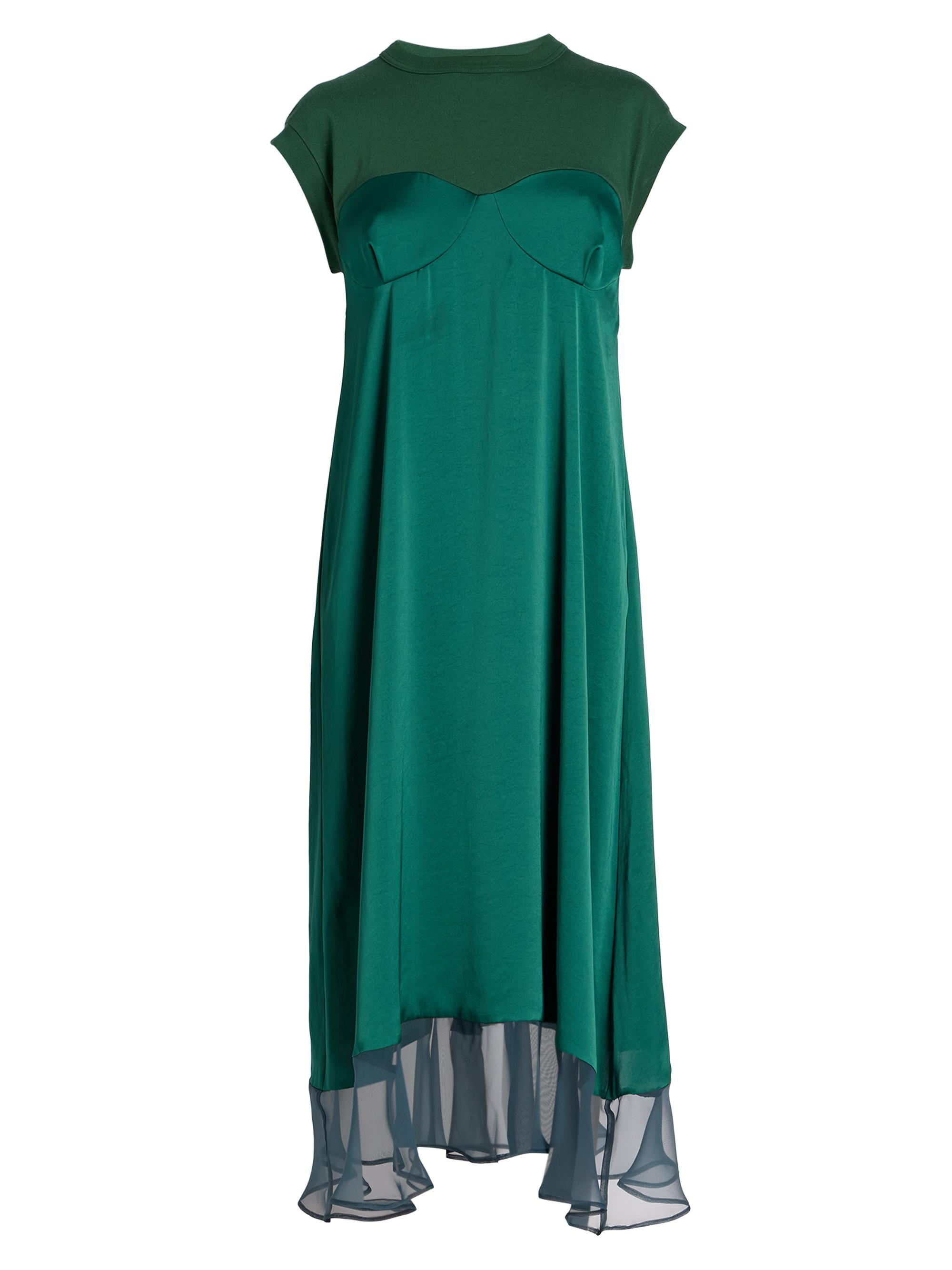 Sacai Jersey & Satin Midi-Dress | Saks Fifth Avenue