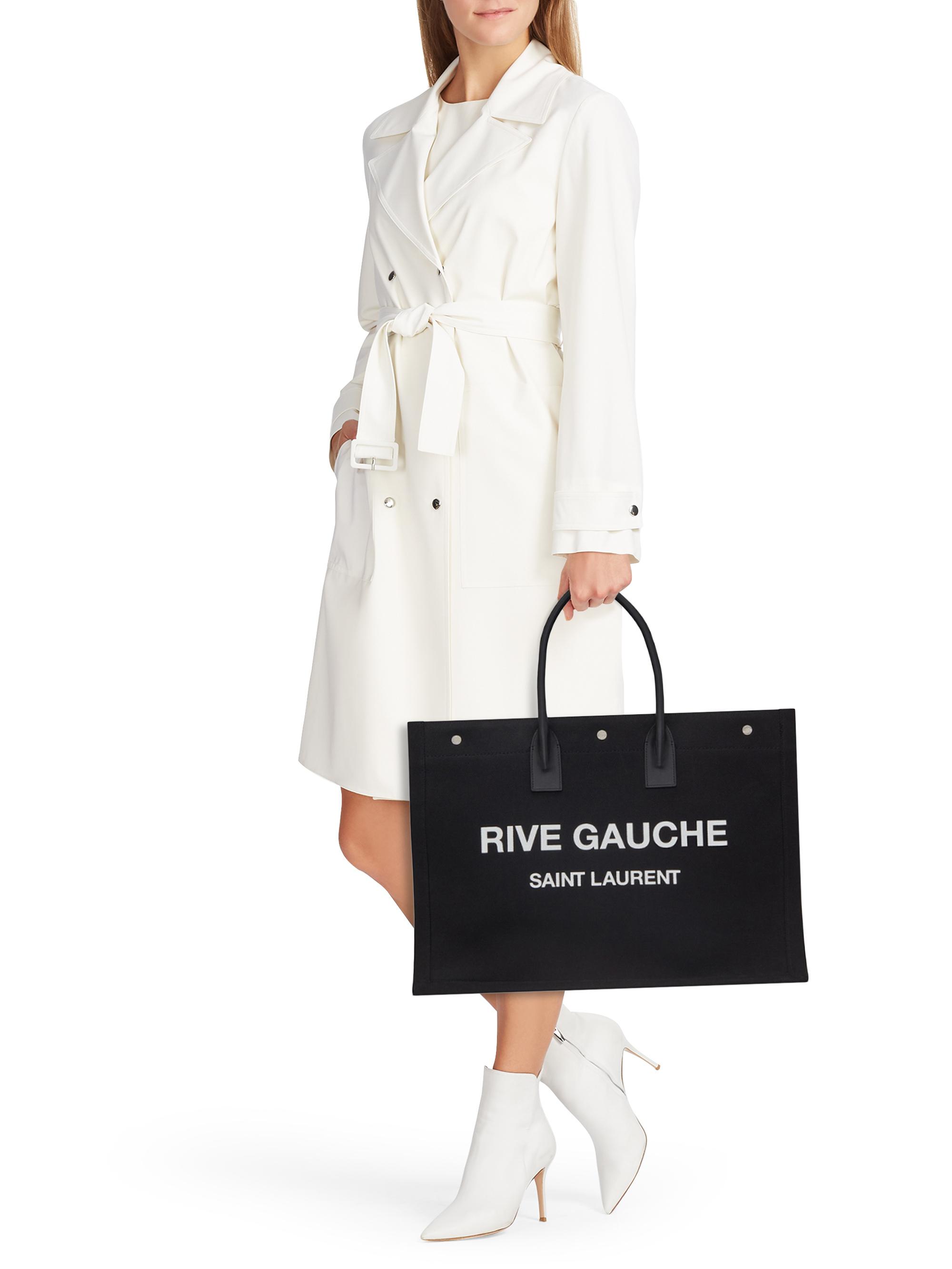 Saint Laurent Rive Gauche Large Tote Bag In Printed Canvas And
