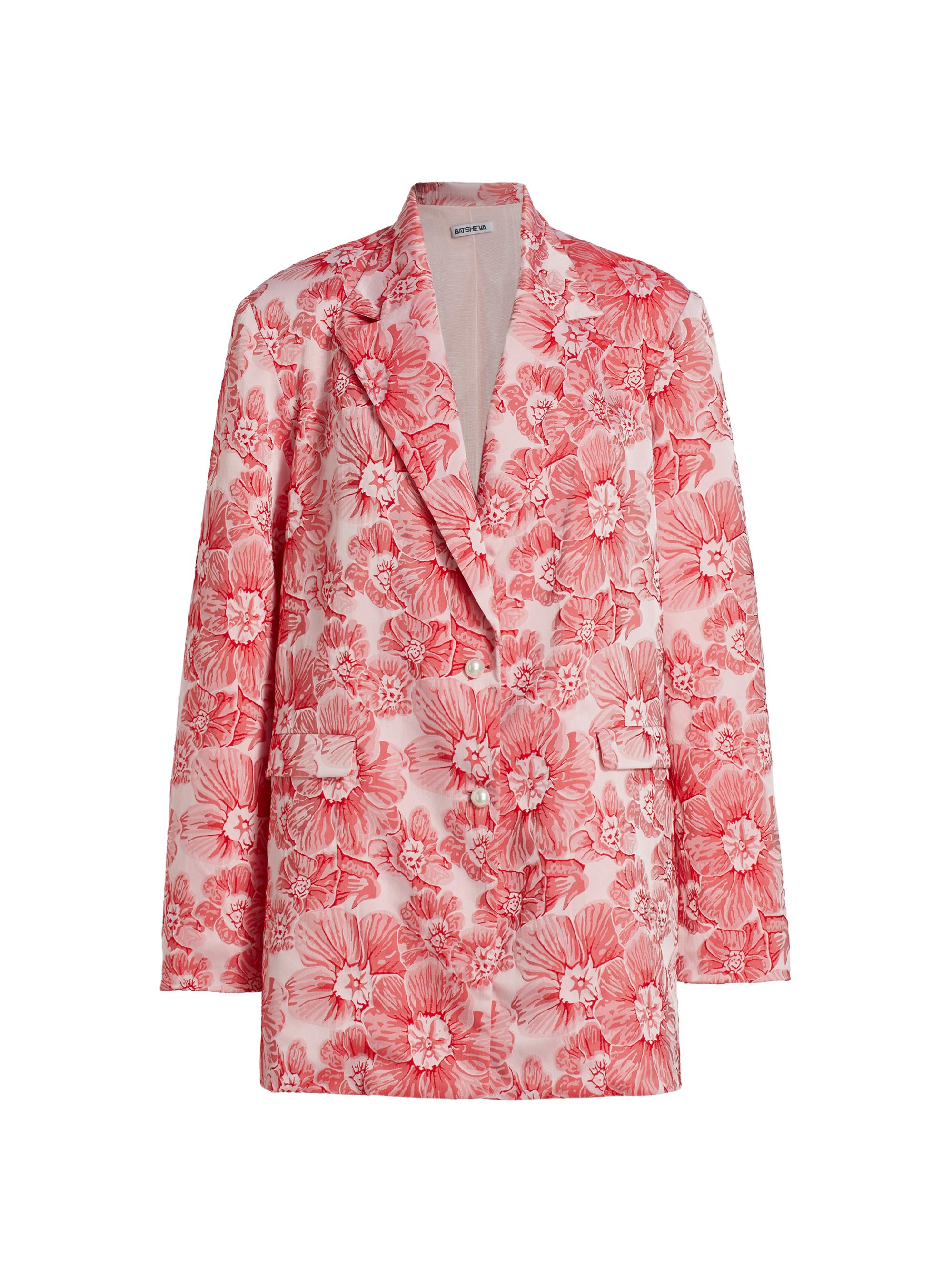 Batsheva Women's Agnes Floral Blazer - Carmine Jacquard