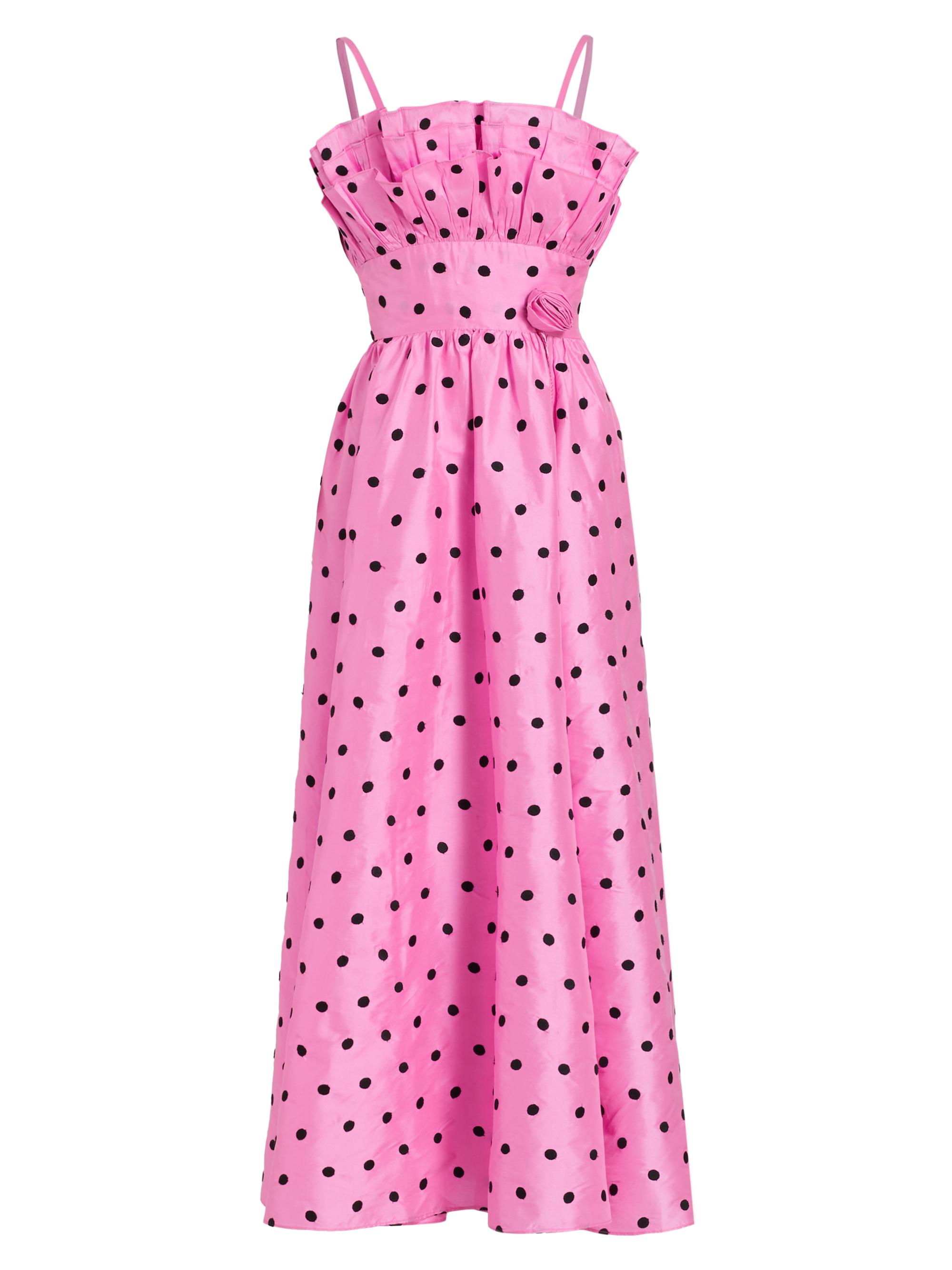 white christmas dresses Stretch Cotton Sleeveless Polka Dot Midi Dress main image 1