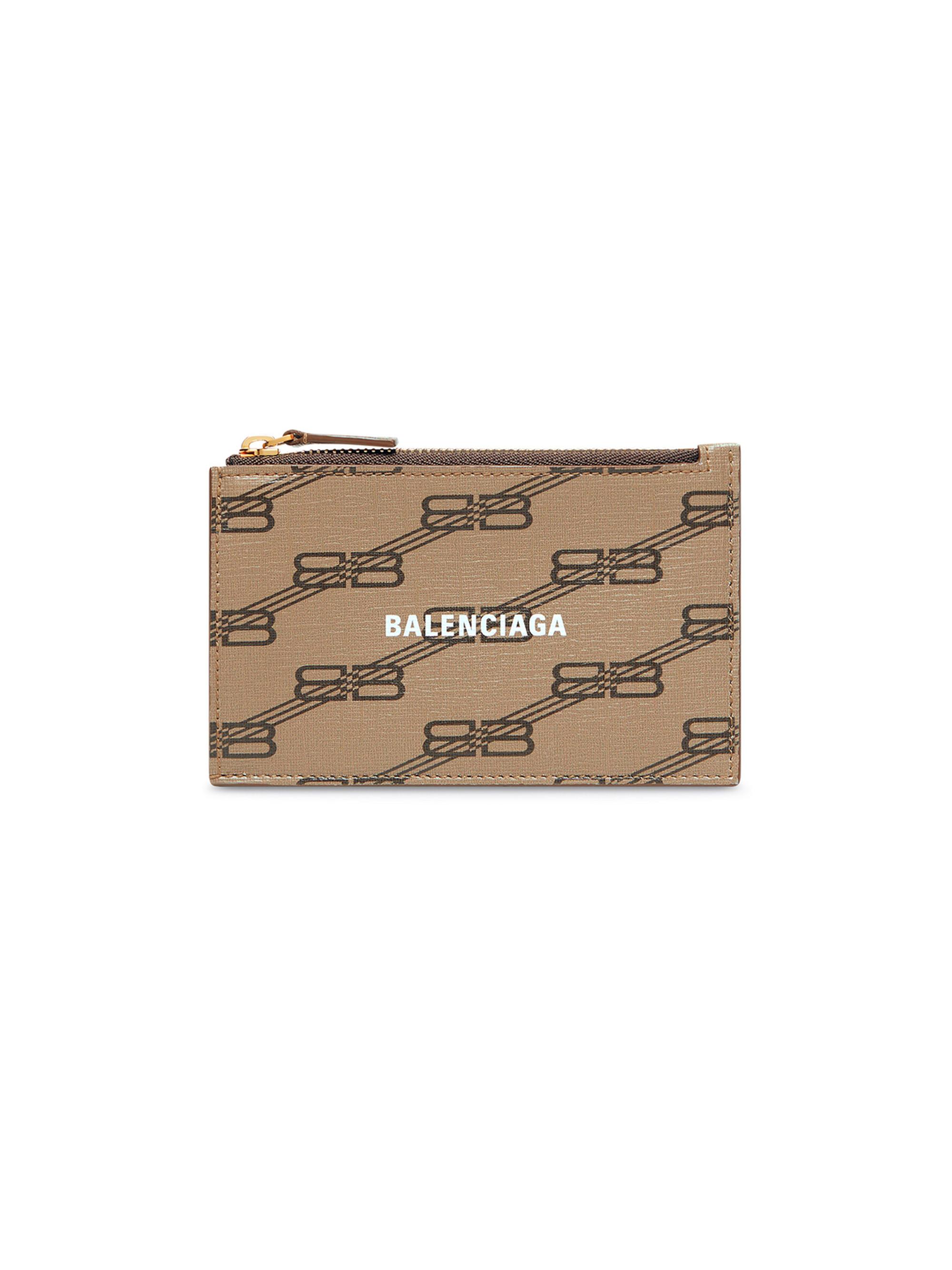 Balenciaga Women's Signature  Long Coin And Card Holder BB Monogram Coated Canvas - Beige Brown