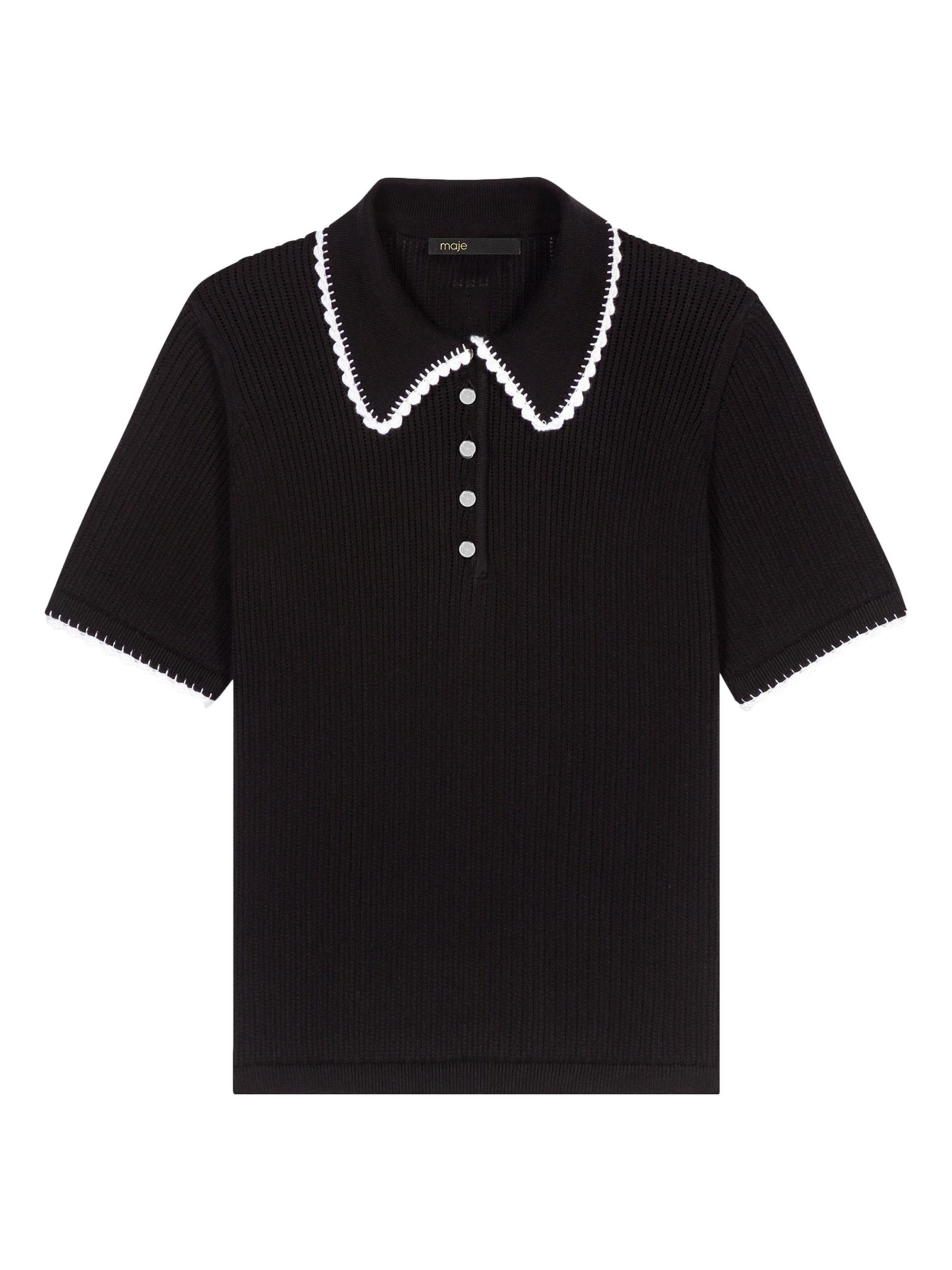 Maje Pointelle Knit Polo Shirt Saks Fifth Avenue
