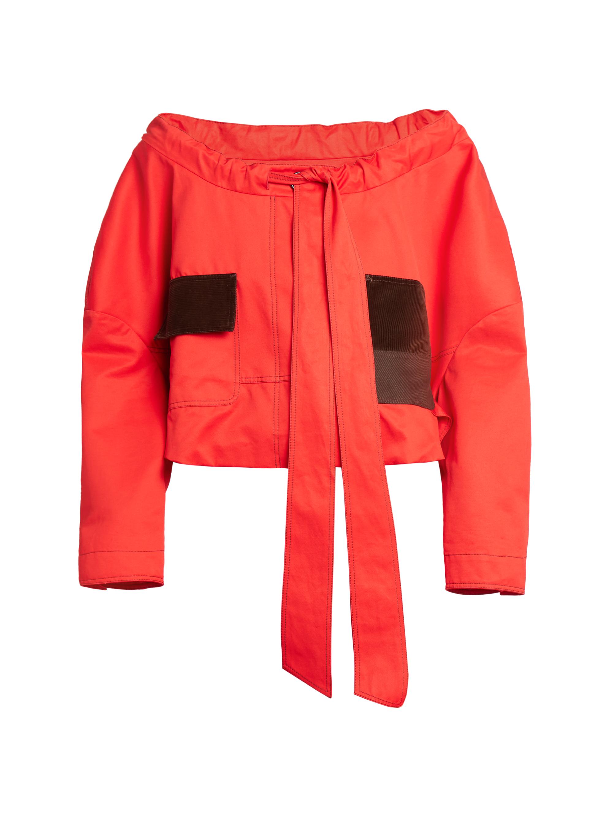 Meryll Rogge Women's Off-The-Shoulder Pocket Utility Jacket - Red