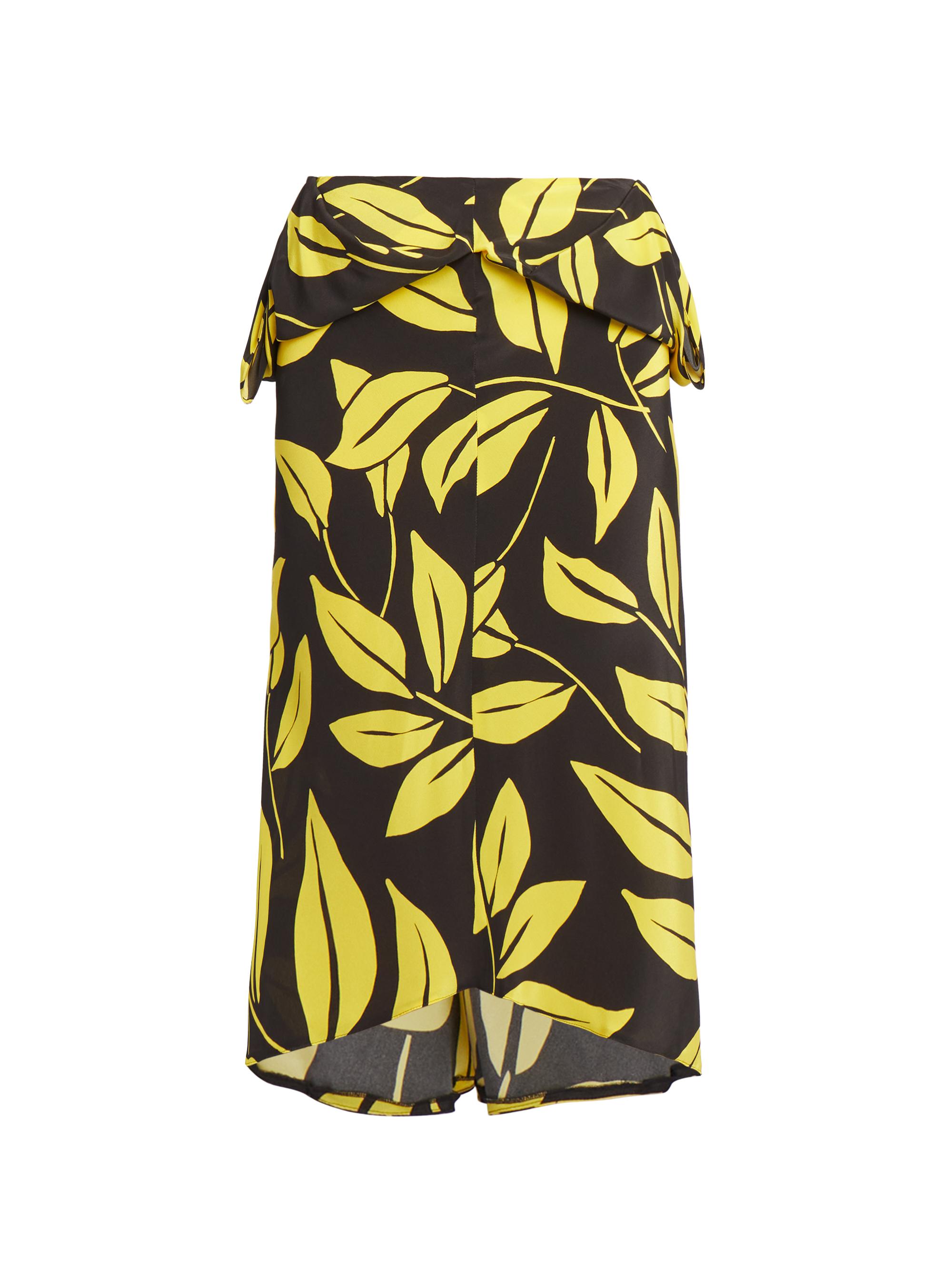 Meryll Rogge Women's Silk Deconstructed Palm Midi-Skirt - Yellow Black