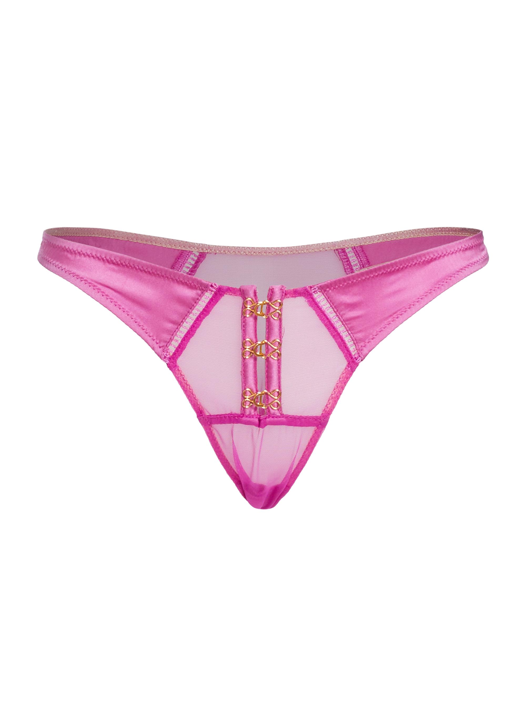 Kiki de Montparnasse Women's Temptress Hook-And-Eye Mesh Thong - Cerise