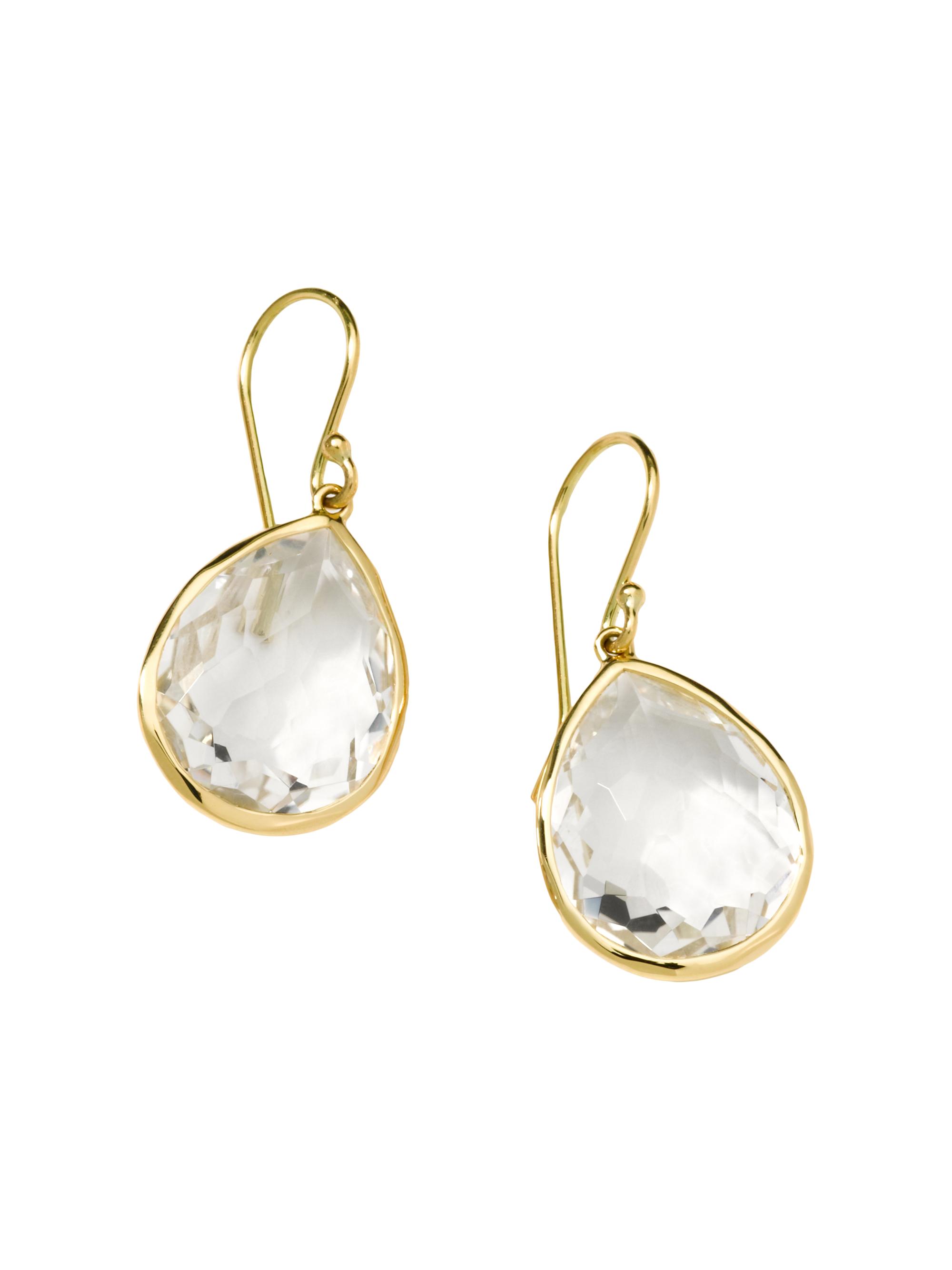 Ippolita Women's Rock Candy 18K Yellow Gold & Rock Crystal  Teardrop Drop Earrings - Gold