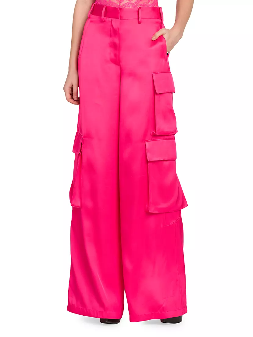 La Greca jacquard silk-blend flared pants in pink - Versace