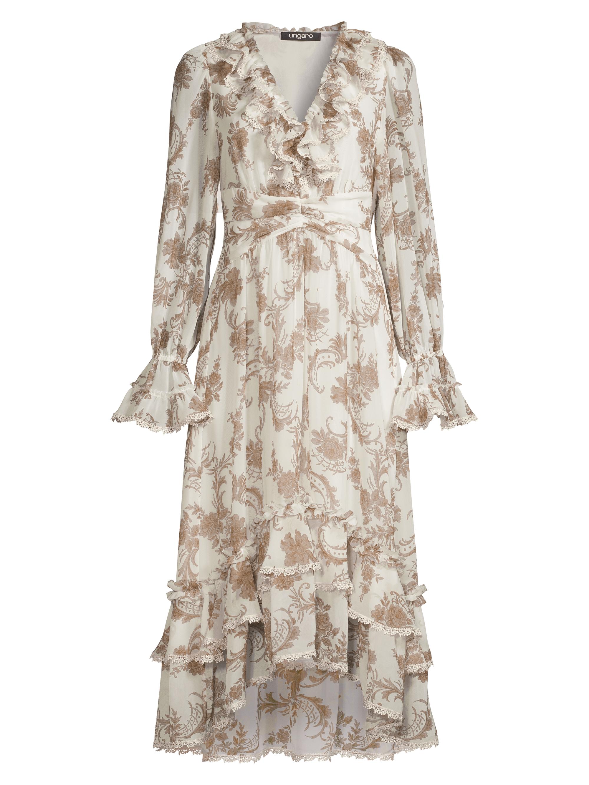 Ungaro Floral Ruffled Lace-Trim Midi-Dress | Saks Fifth Avenue