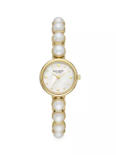 Goldtone Stainless Steel & Faux-Pearl Bracelet Watch