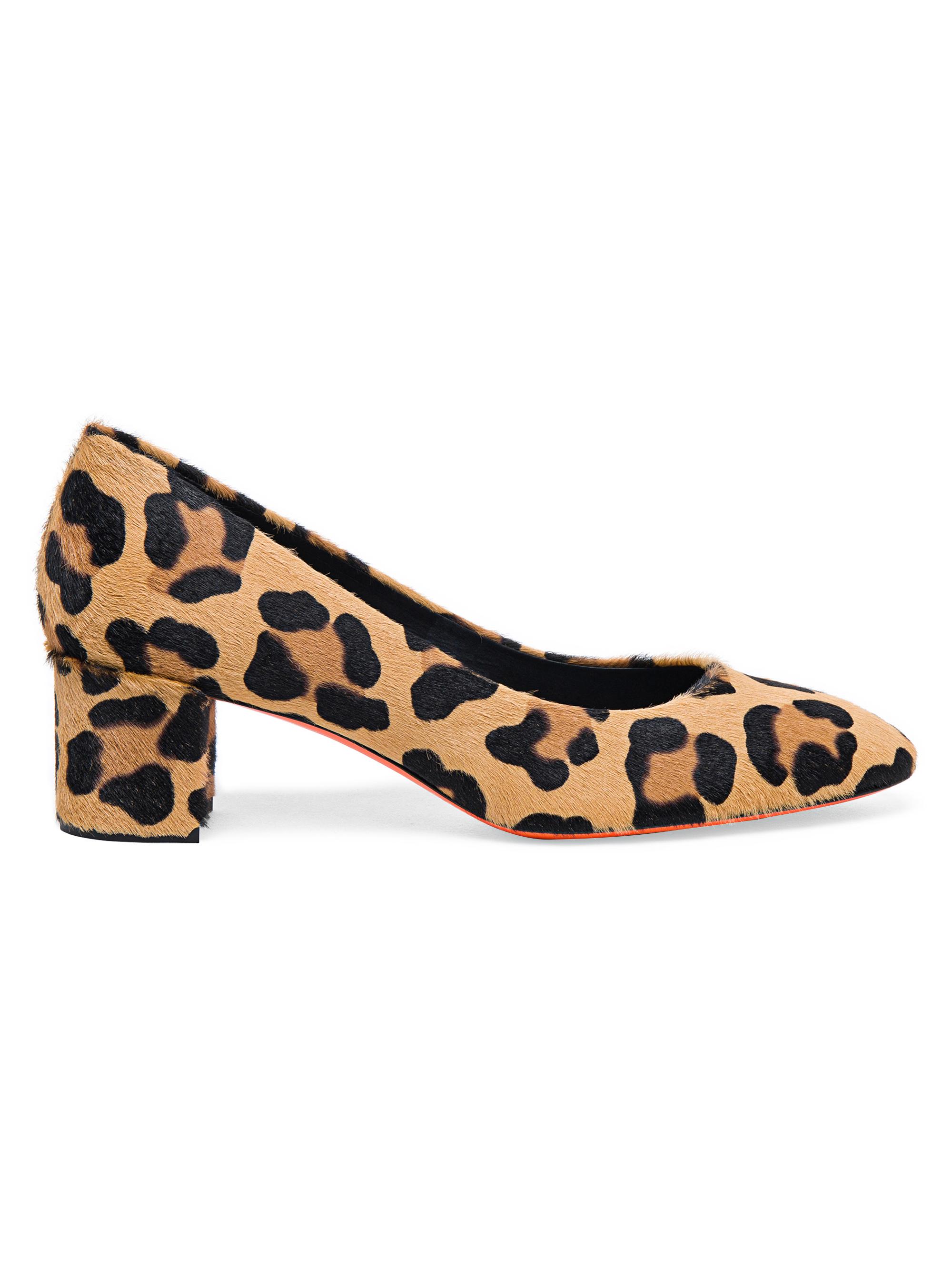 Santoni Women's 50MM Animal-Print Calf Hair Block-Heel Pumps - Brown