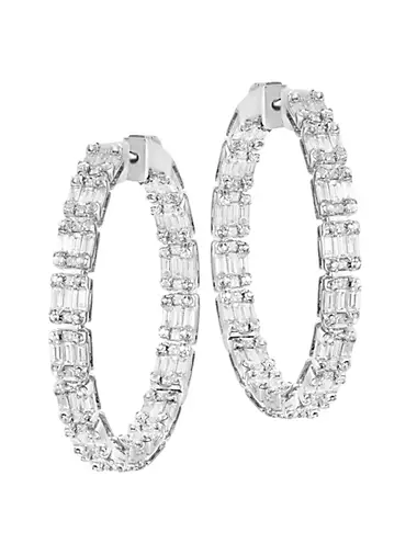 Limited Edition 18K White Gold & 5.00 TCW Diamond Inside-Out Hoop Earrings
