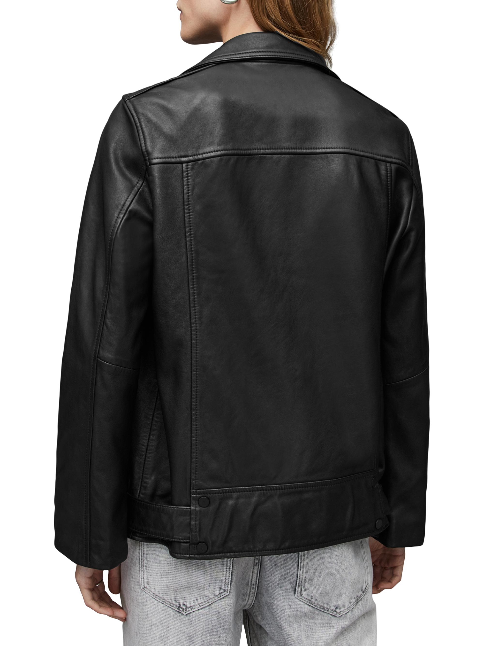 Shop AllSaints Billie Relaxed Leather Biker Jacket | Saks Fifth Avenue