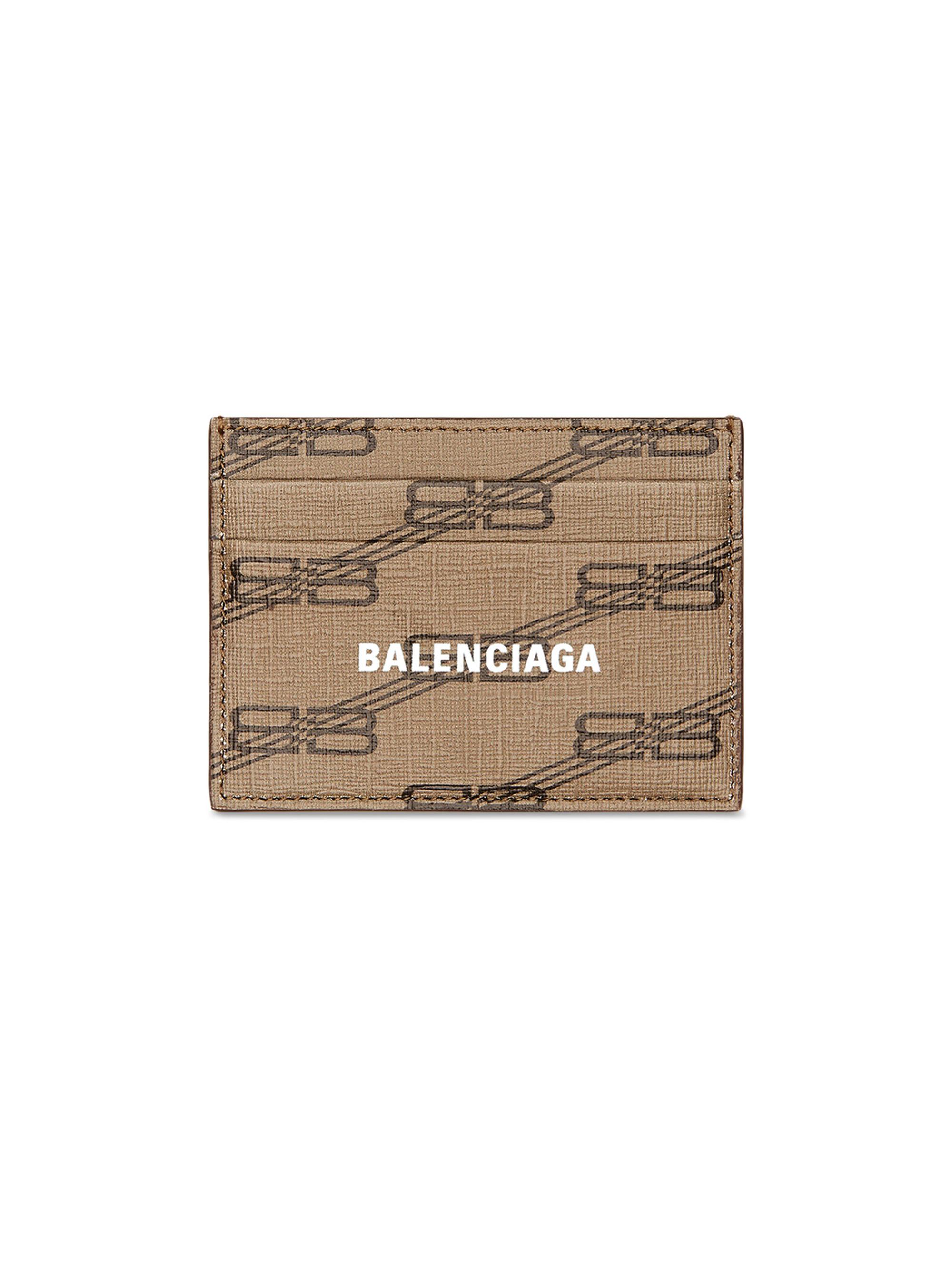Balenciaga Men's Signature Card Holder BB Monogram Coated Canvas - Beige Brown