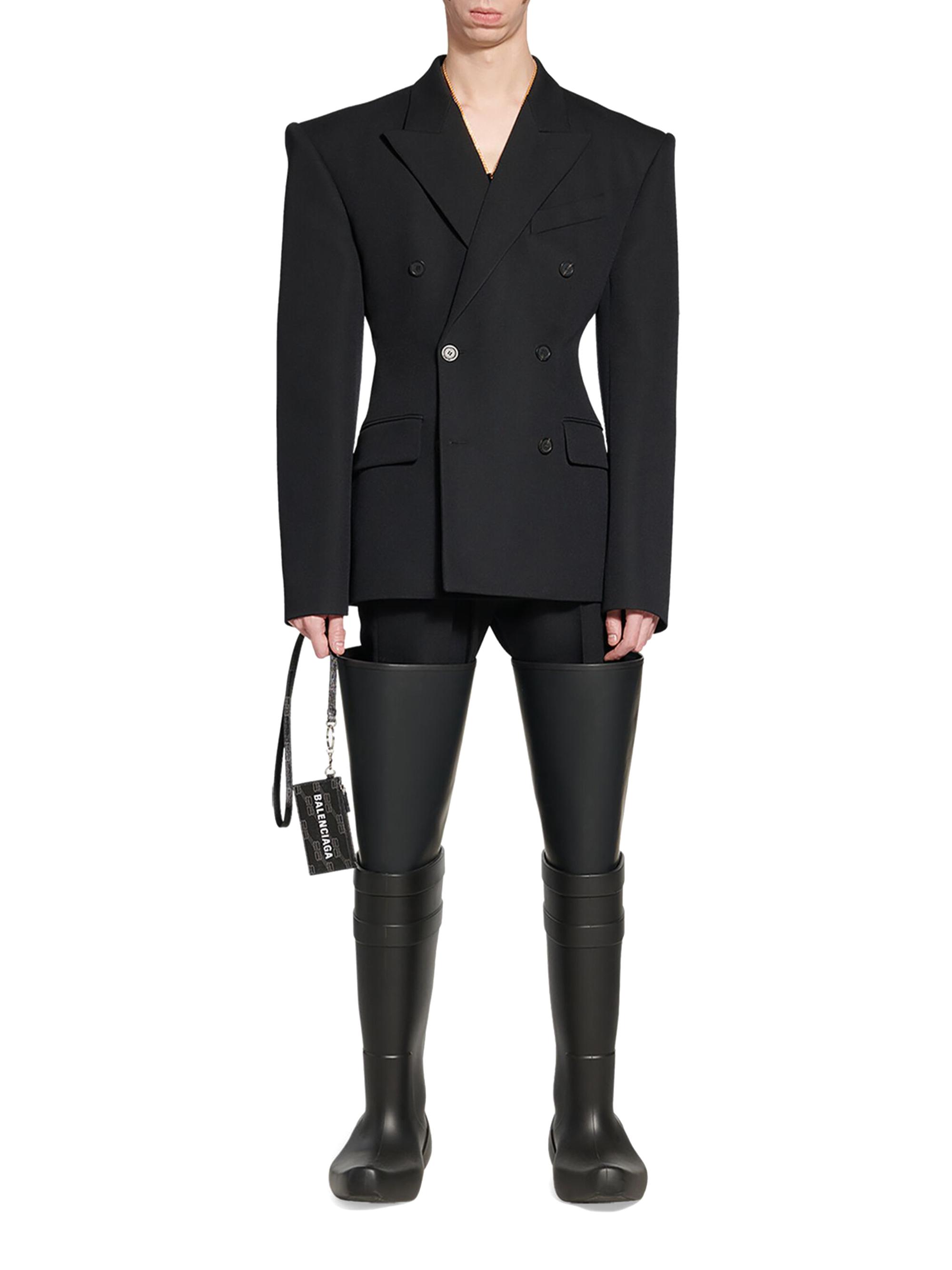 Balenciaga Men's Signature Card Case On Keychain BB Monogram Coated Canvas - Black Grey