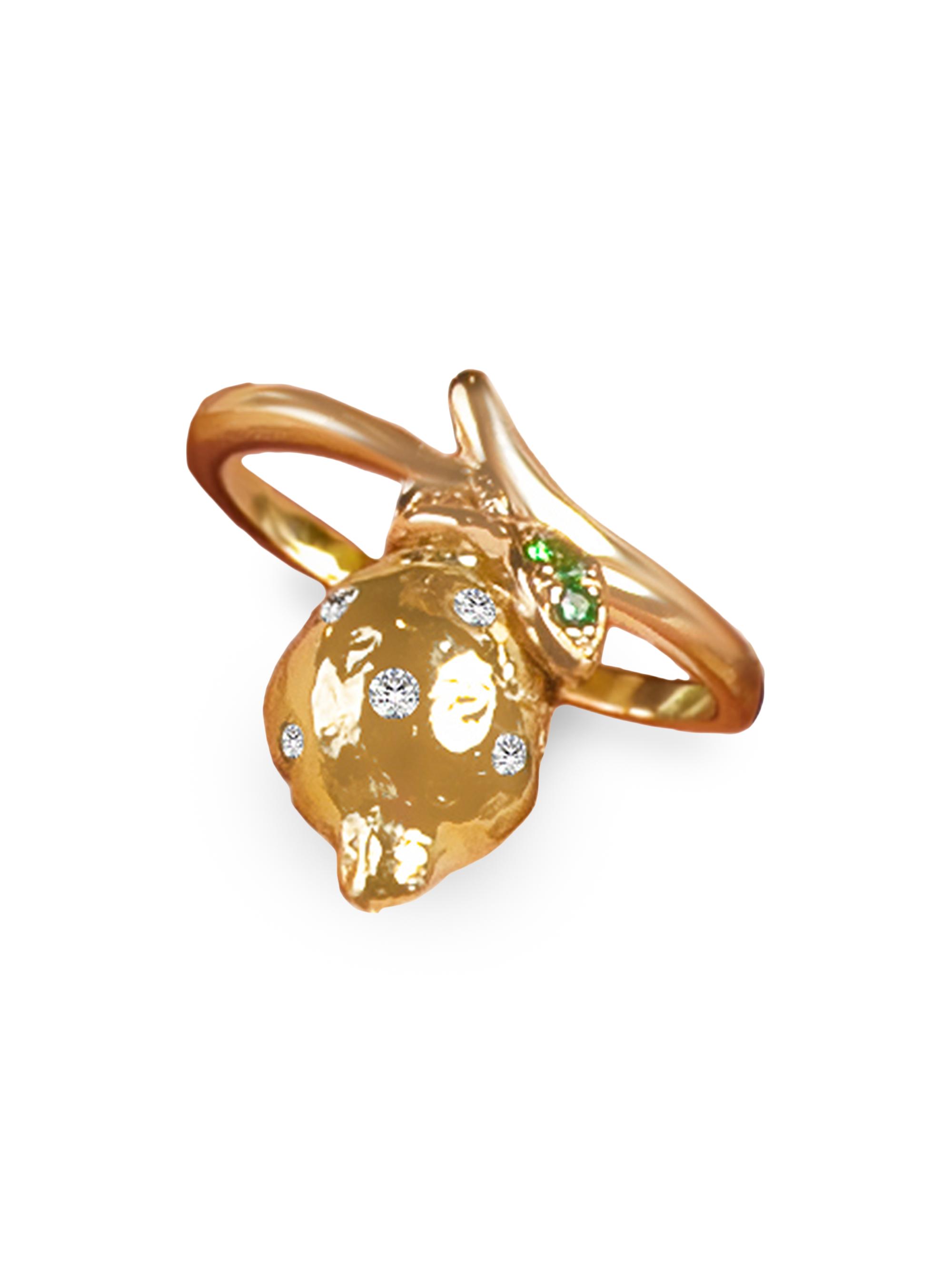 Rosmundo Women's Limoni Frutti 18K Yellow Gold, Tsavorite & 0.1 TCW Diamond Ring - Yellow Gold