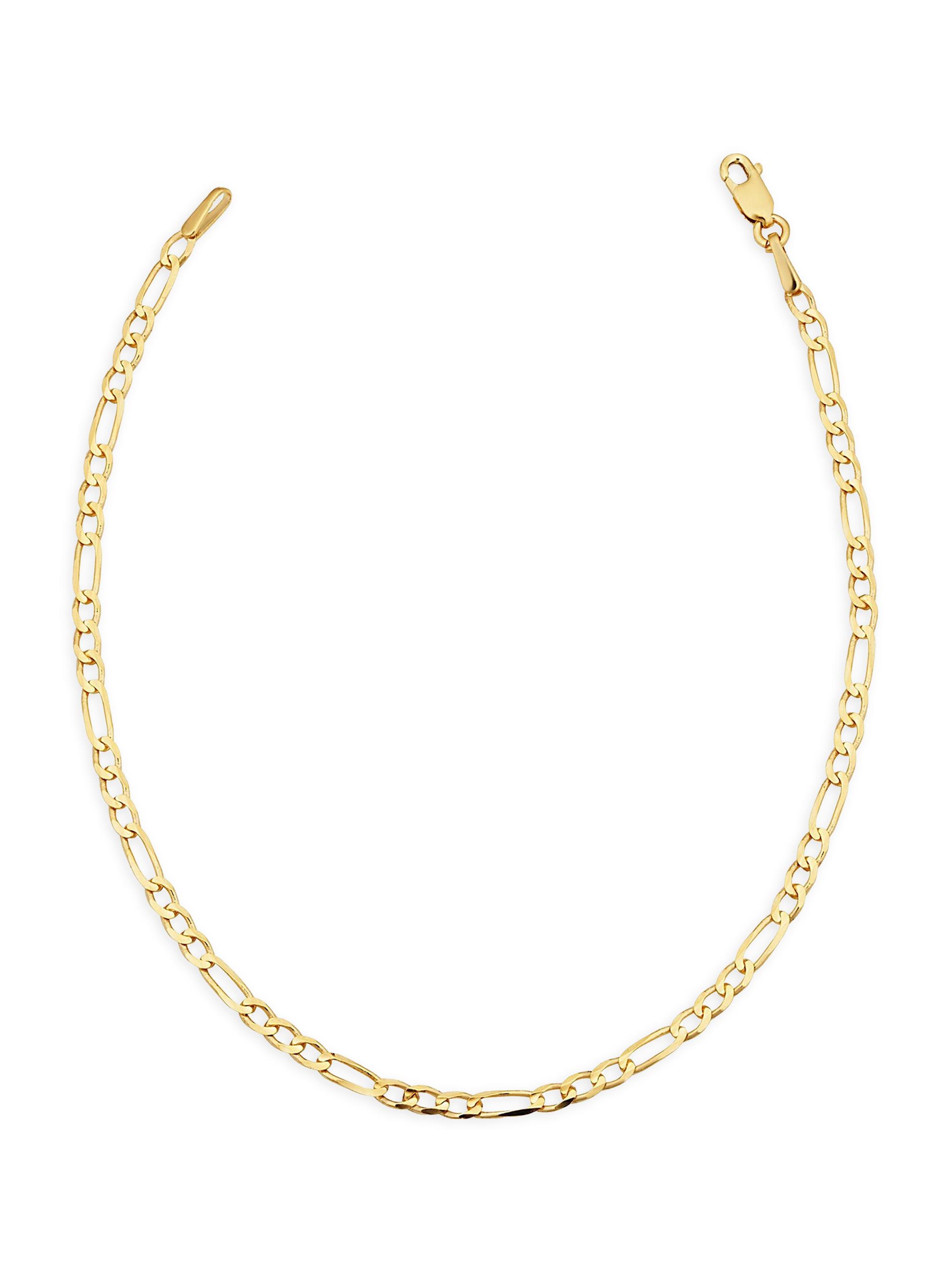 Oradina Women's 14K Yellow Solid Gold Florentine Figaro Petite Anklet - Yellow Gold